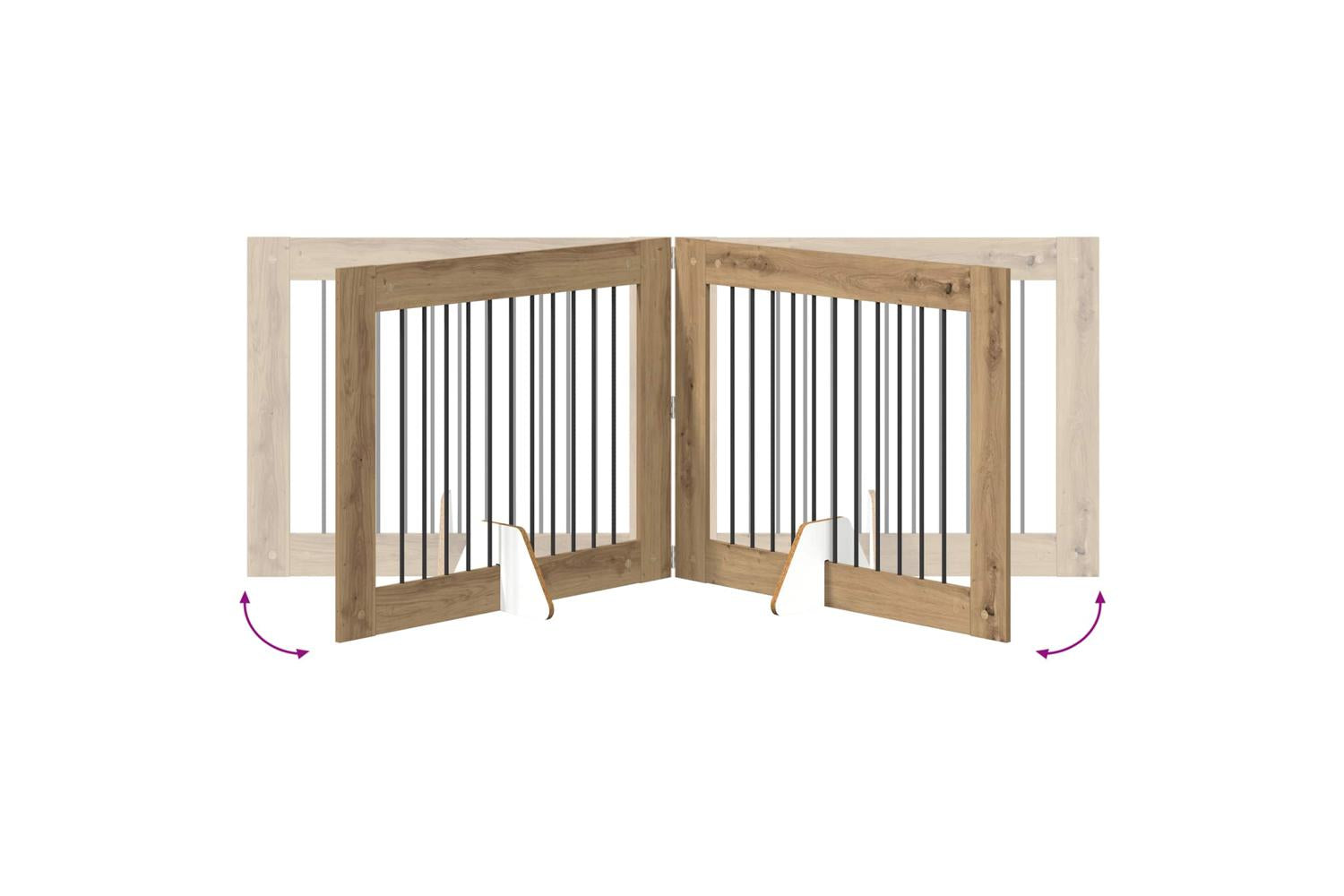 Vidaxl Foldable Dog Gate With Stands 4 Pcs Artisan Oak 401 Cm-6