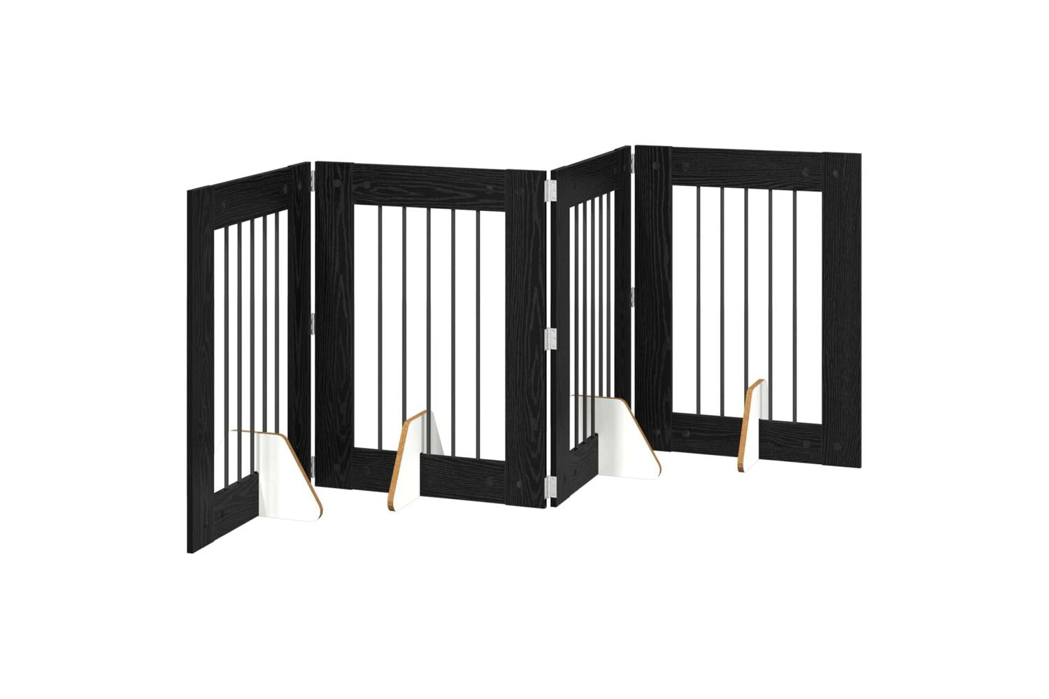 Vidaxl Foldable Dog Gate With Stands 4 Pcs Black Oak 241 Cm-2