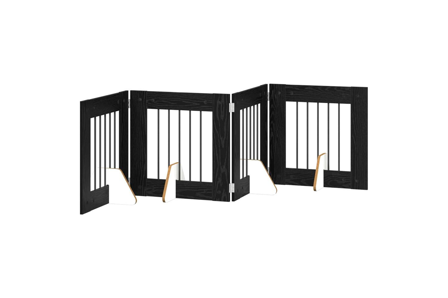 Vidaxl Foldable Dog Gate With Stands 4 Pcs Black Oak 241 Cm-2