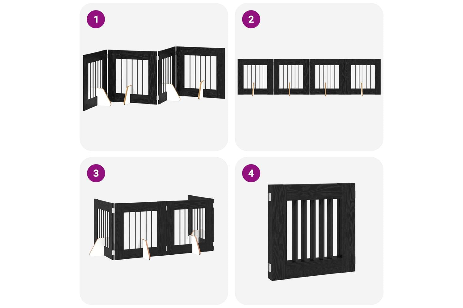 Vidaxl Foldable Dog Gate With Stands 4 Pcs Black Oak 241 Cm-7
