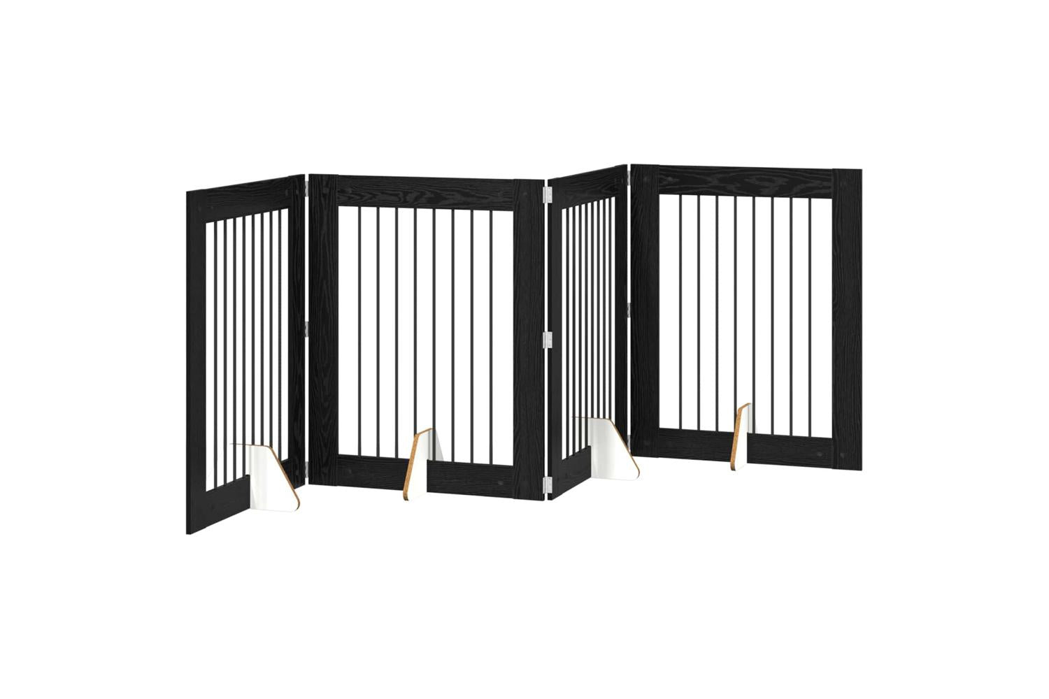 Vidaxl Foldable Dog Gate With Stands 4 Pcs Black Oak 321 Cm-2