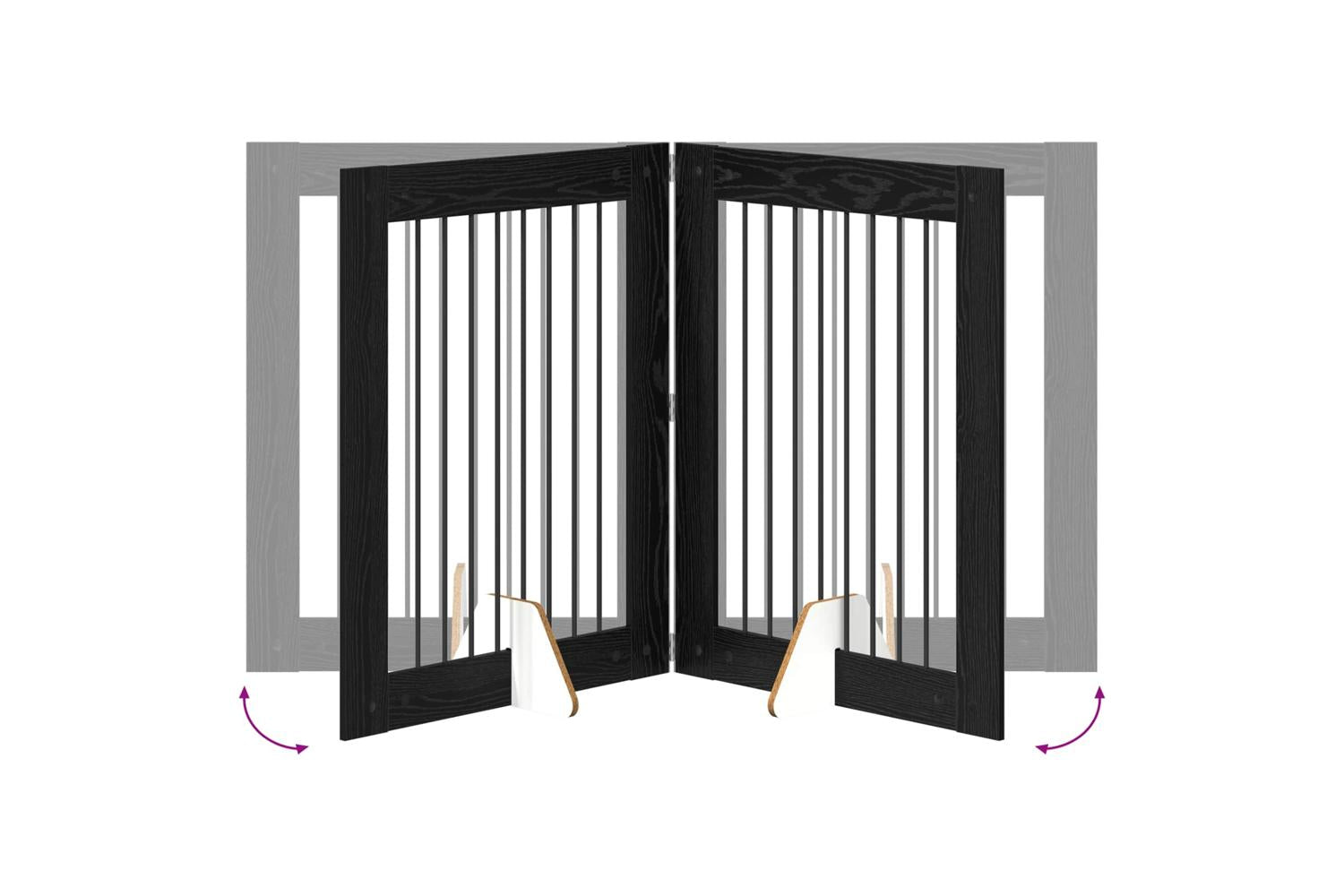Vidaxl Foldable Dog Gate With Stands 4 Pcs Black Oak 321 Cm-6