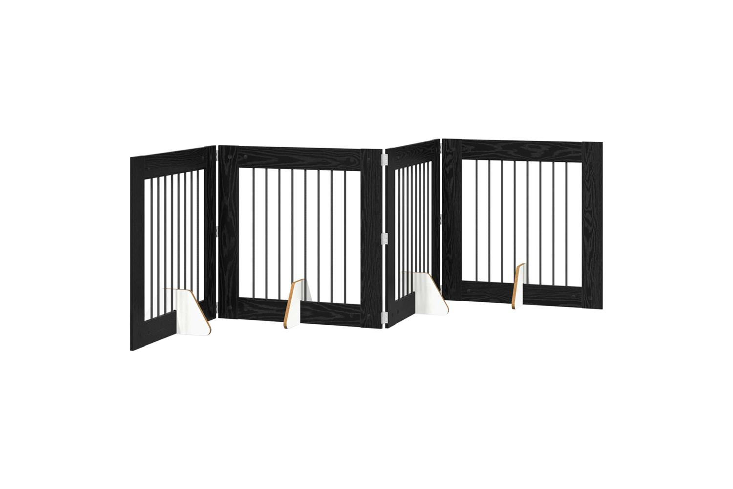 Vidaxl Foldable Dog Gate With Stands 4 Pcs Black Oak 321 Cm