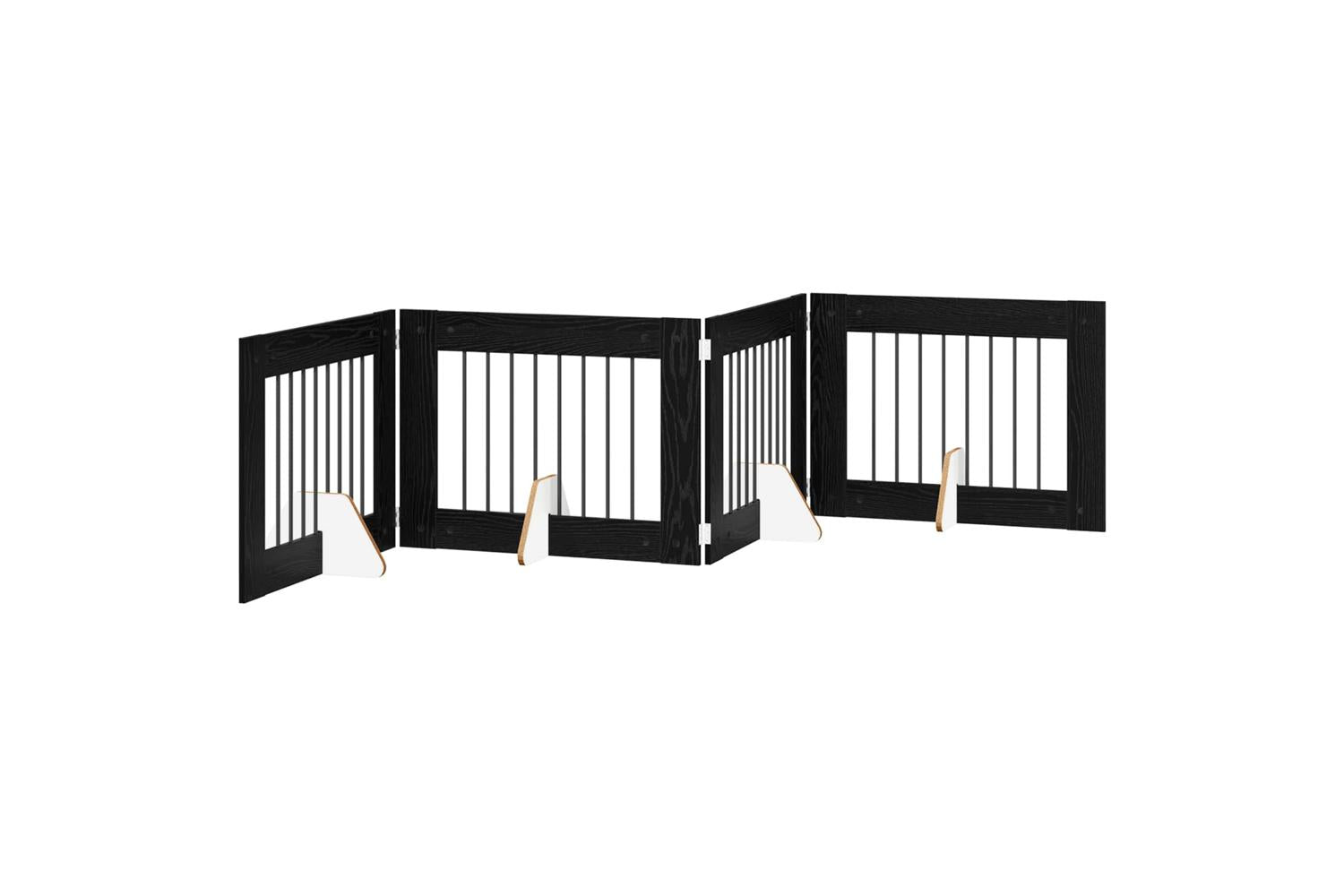 Vidaxl Foldable Dog Gate With Stands 4 Pcs Black Oak 321 Cm-2