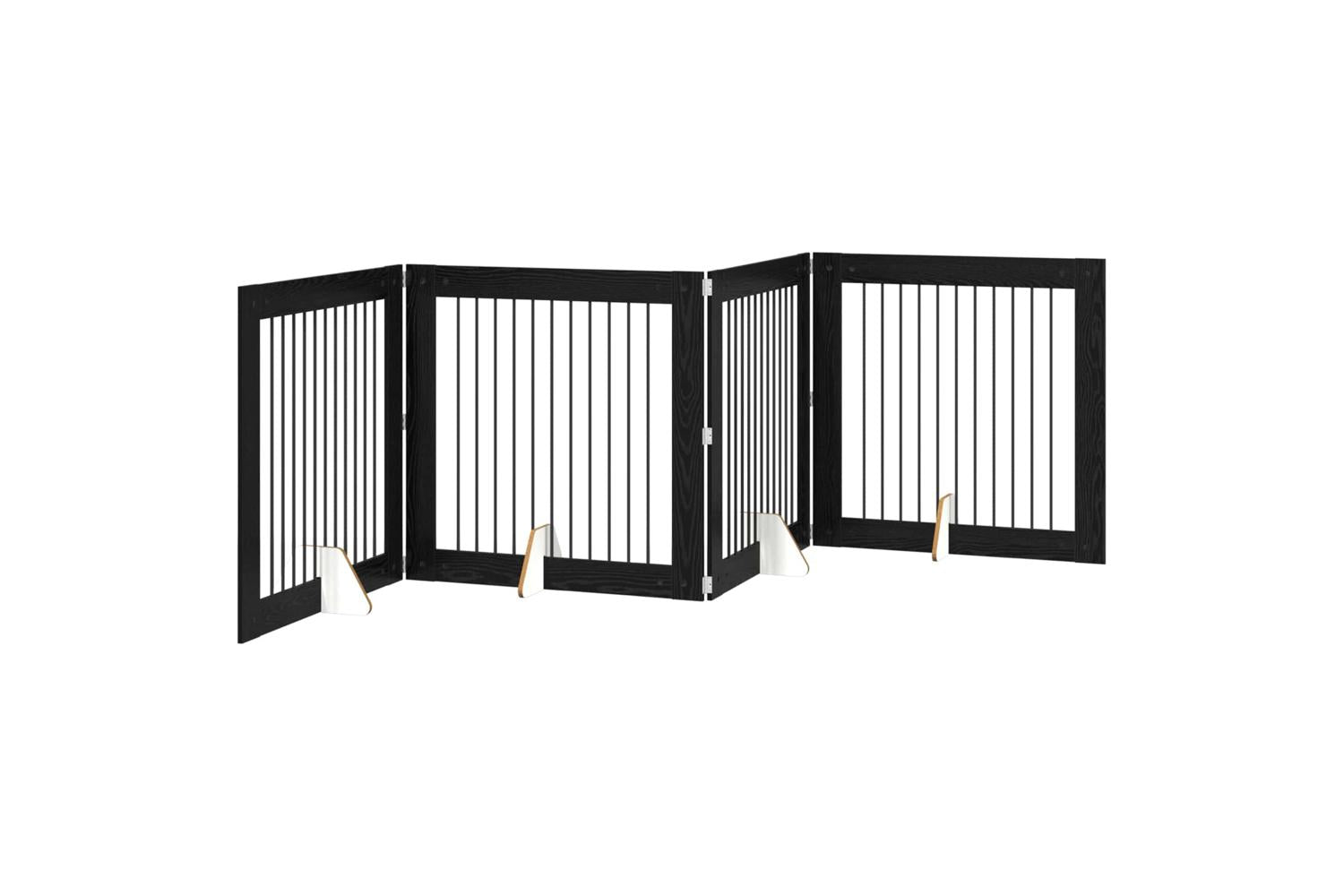 Vidaxl Foldable Dog Gate With Stands 4 Pcs Black Oak 401 Cm-2