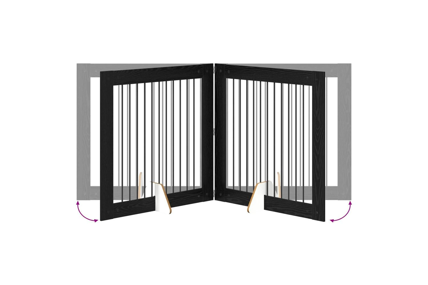 Vidaxl Foldable Dog Gate With Stands 4 Pcs Black Oak 401 Cm-6