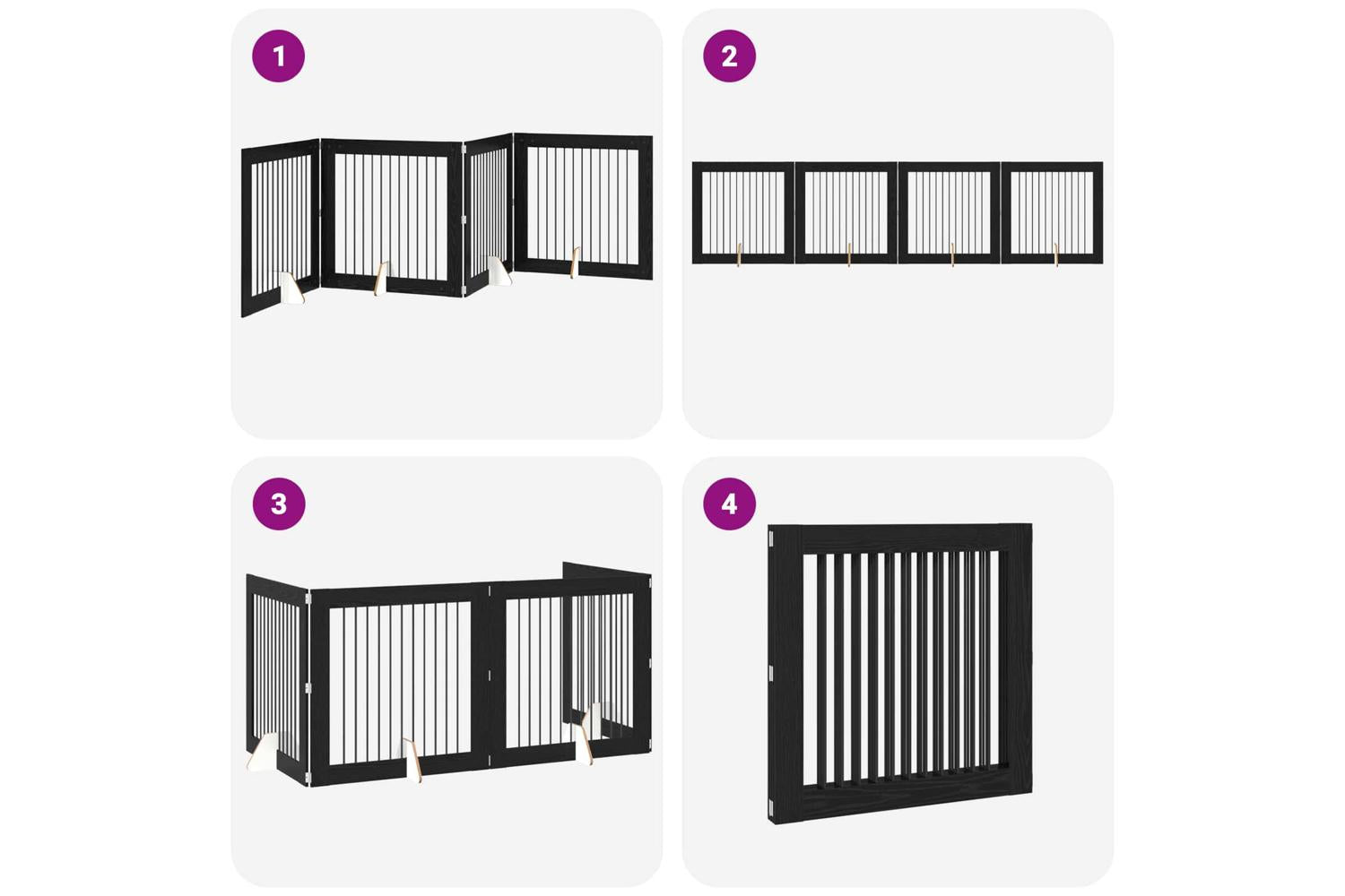 Vidaxl Foldable Dog Gate With Stands 4 Pcs Black Oak 401 Cm-7