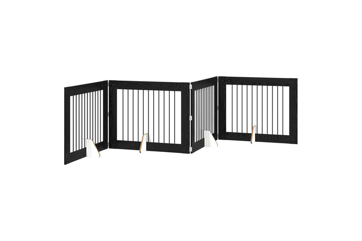 Vidaxl Foldable Dog Gate With Stands 4 Pcs Black Oak 401 Cm