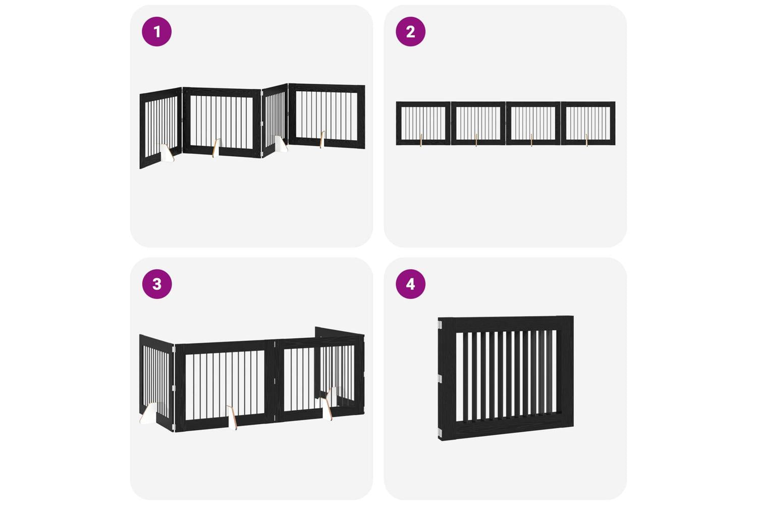 Vidaxl Foldable Dog Gate With Stands 4 Pcs Black Oak 401 Cm-7