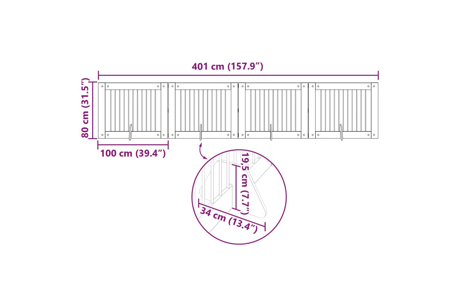 Vidaxl Foldable Dog Gate With Stands 4 Pcs Black Oak 401 Cm-9