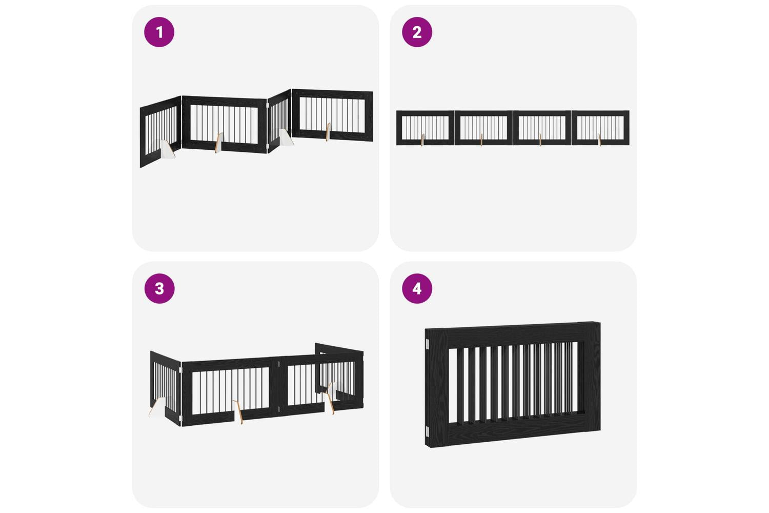Vidaxl Foldable Dog Gate With Stands 4 Pcs Black Oak 401 Cm-7