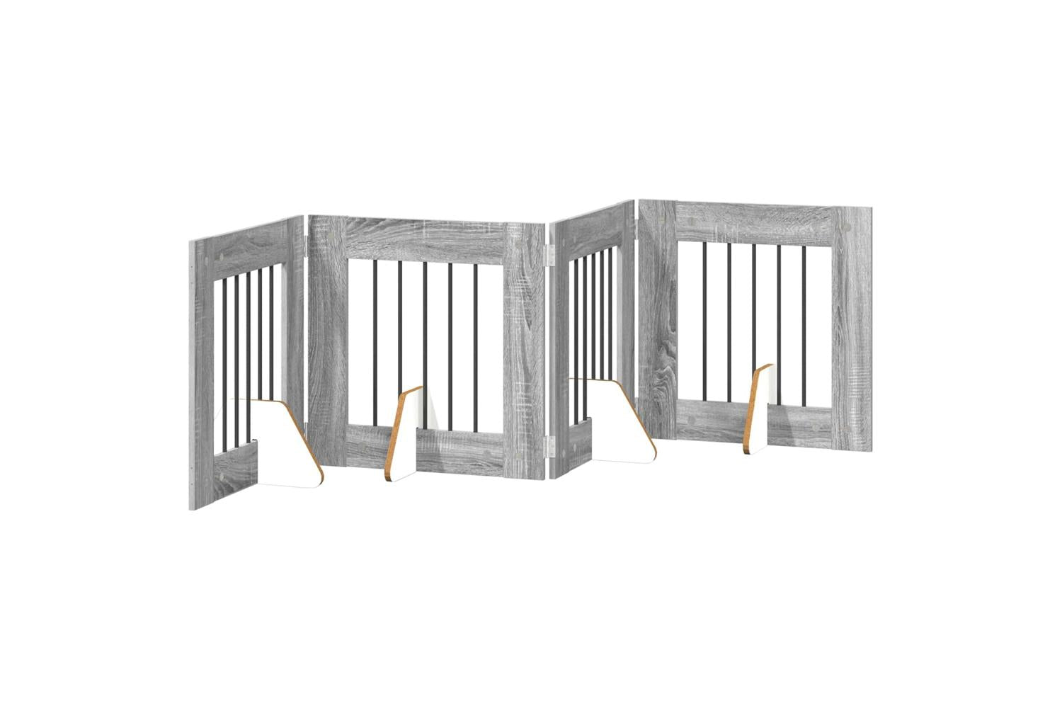 Vidaxl Foldable Dog Gate With Stands 4 Pcs Grey Sonoma 241 Cm-2