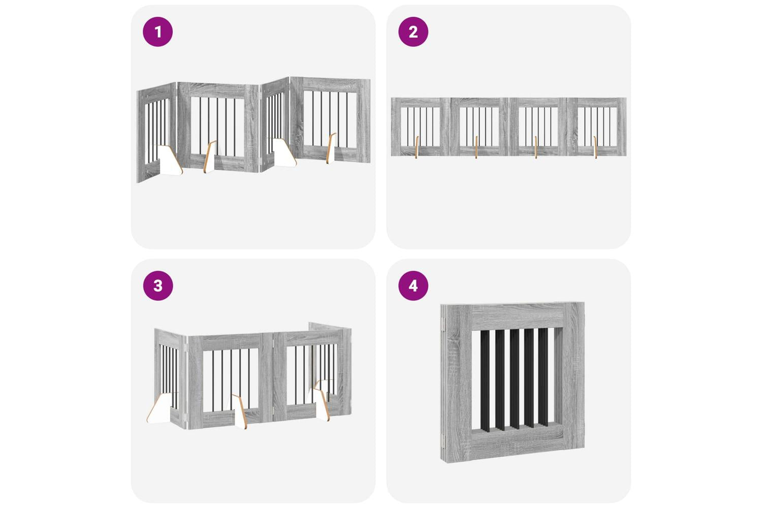 Vidaxl Foldable Dog Gate With Stands 4 Pcs Grey Sonoma 241 Cm-7