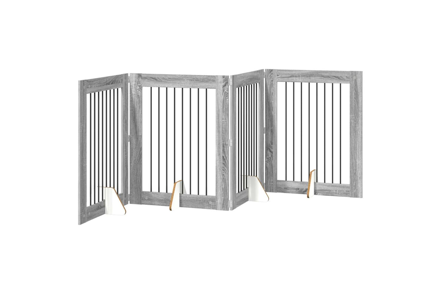 Vidaxl Foldable Dog Gate With Stands 4 Pcs Grey Sonoma 321 Cm-2
