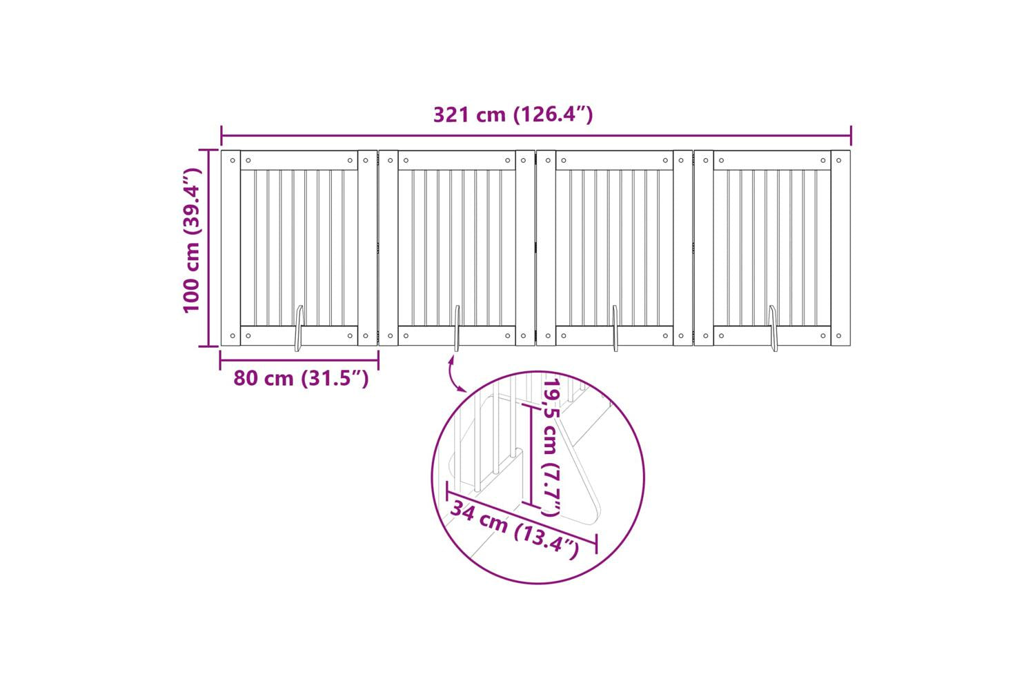 Vidaxl Foldable Dog Gate With Stands 4 Pcs Grey Sonoma 321 Cm-9