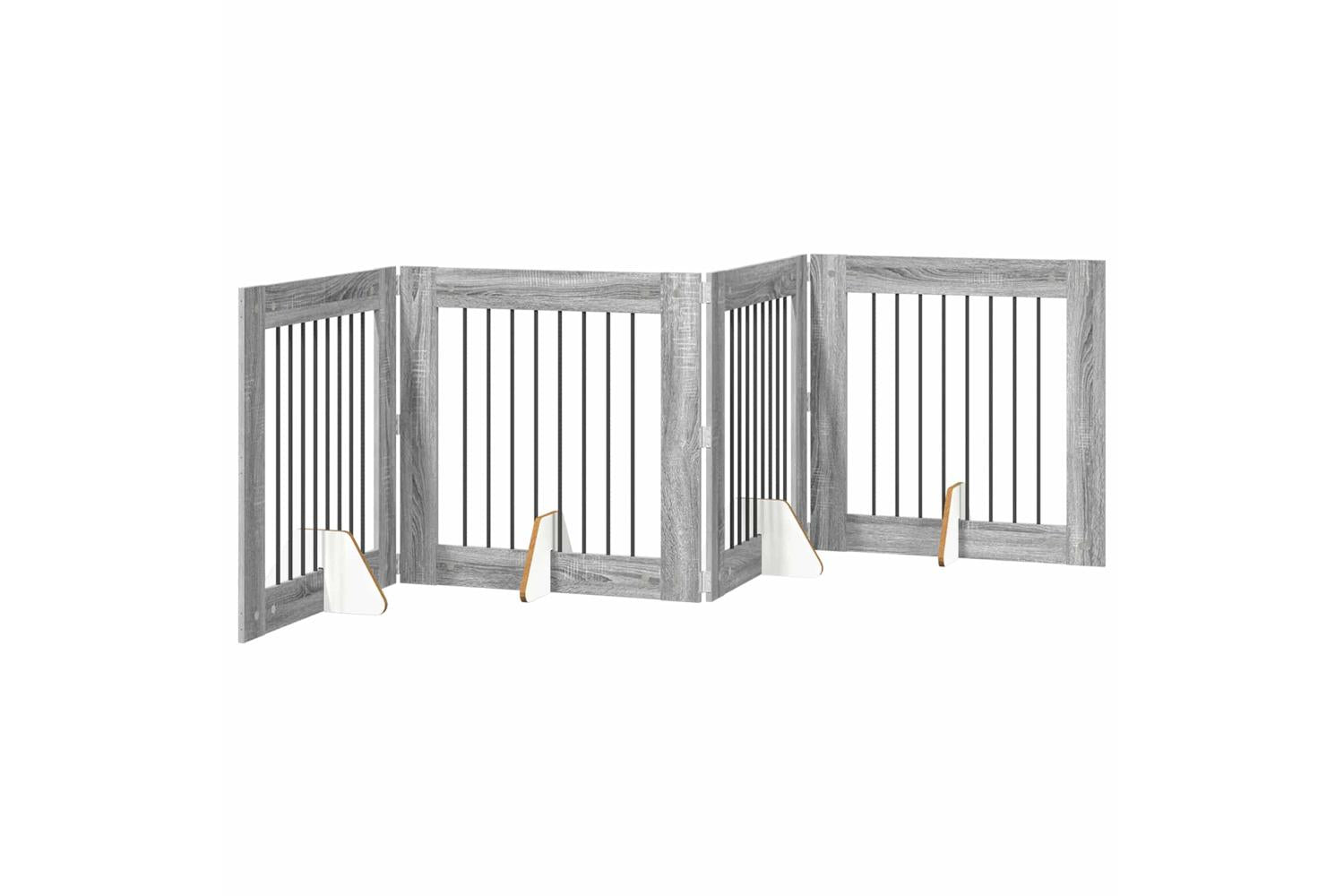 Vidaxl Foldable Dog Gate With Stands 4 Pcs Grey Sonoma 321 Cm-2