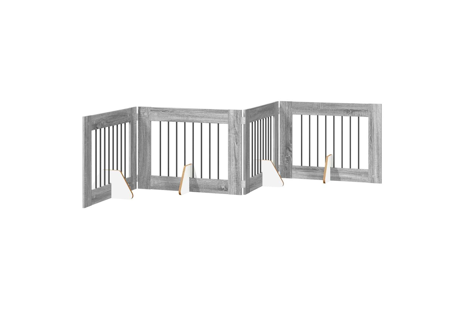 Vidaxl Foldable Dog Gate With Stands 4 Pcs Grey Sonoma 321 Cm