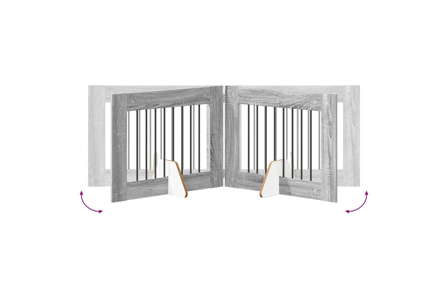 Vidaxl Foldable Dog Gate With Stands 4 Pcs Grey Sonoma 321 Cm-6
