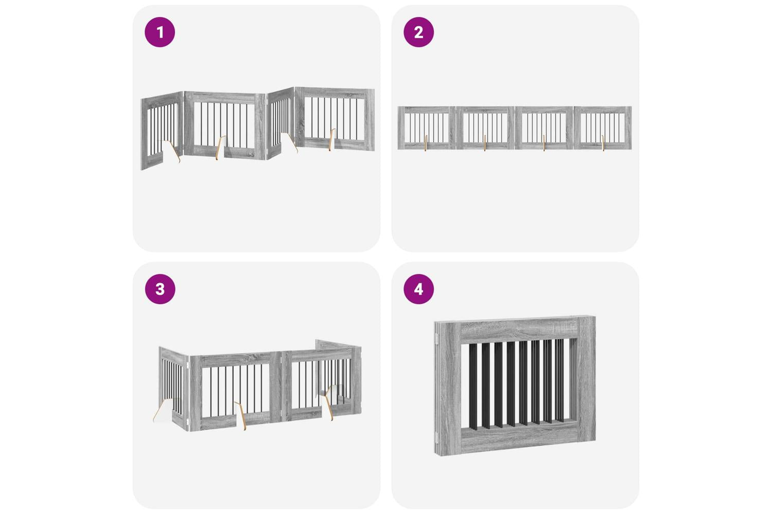 Vidaxl Foldable Dog Gate With Stands 4 Pcs Grey Sonoma 321 Cm-7