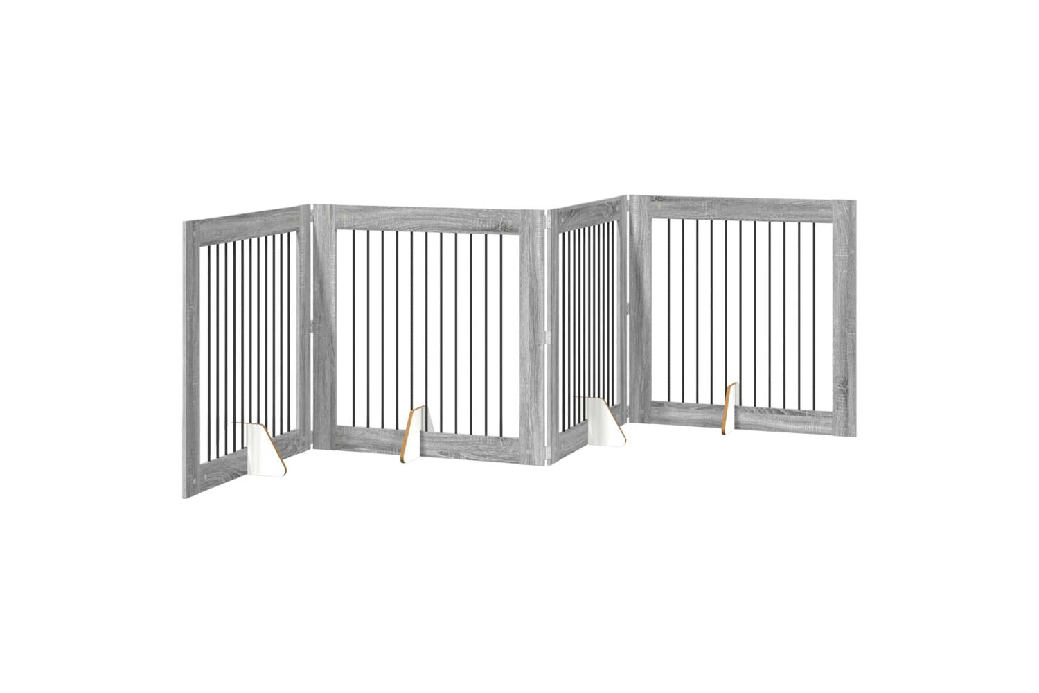 Vidaxl Foldable Dog Gate With Stands 4 Pcs Grey Sonoma 401 Cm-2