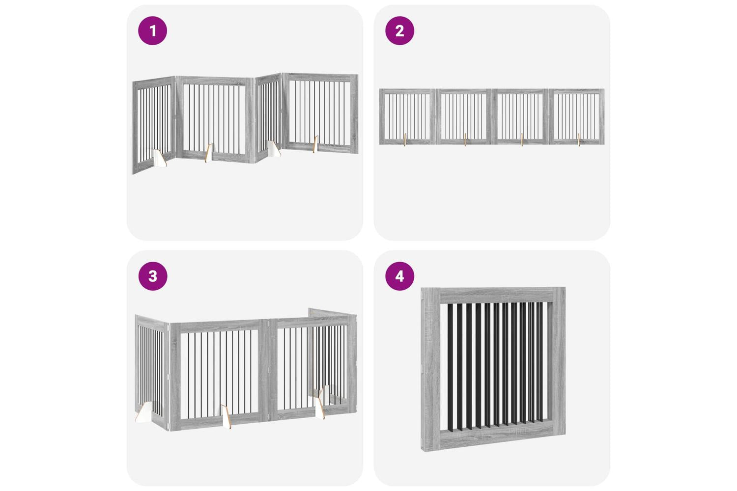 Vidaxl Foldable Dog Gate With Stands 4 Pcs Grey Sonoma 401 Cm-7