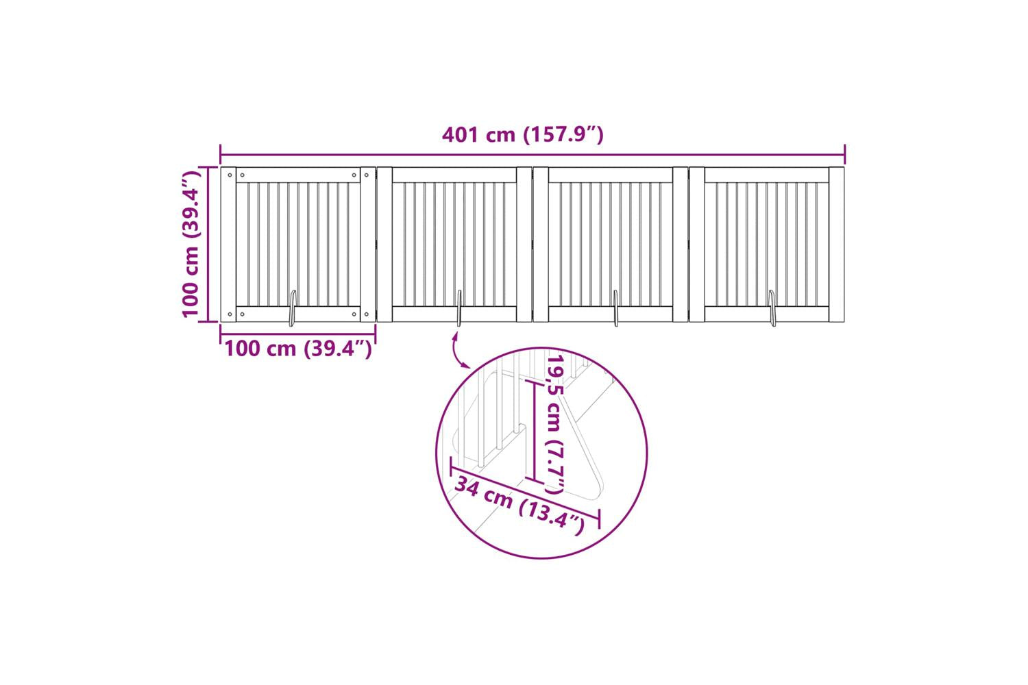 Vidaxl Foldable Dog Gate With Stands 4 Pcs Grey Sonoma 401 Cm-9