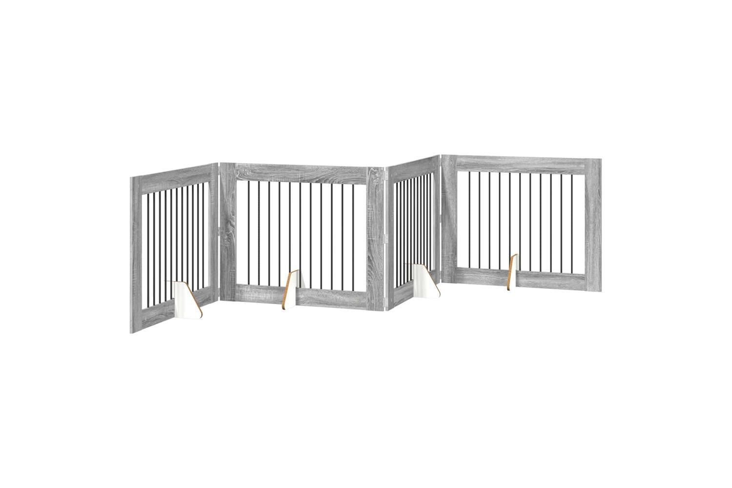 Vidaxl Foldable Dog Gate With Stands 4 Pcs Grey Sonoma 401 Cm