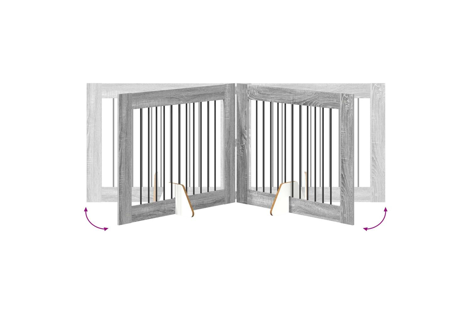 Vidaxl Foldable Dog Gate With Stands 4 Pcs Grey Sonoma 401 Cm-6