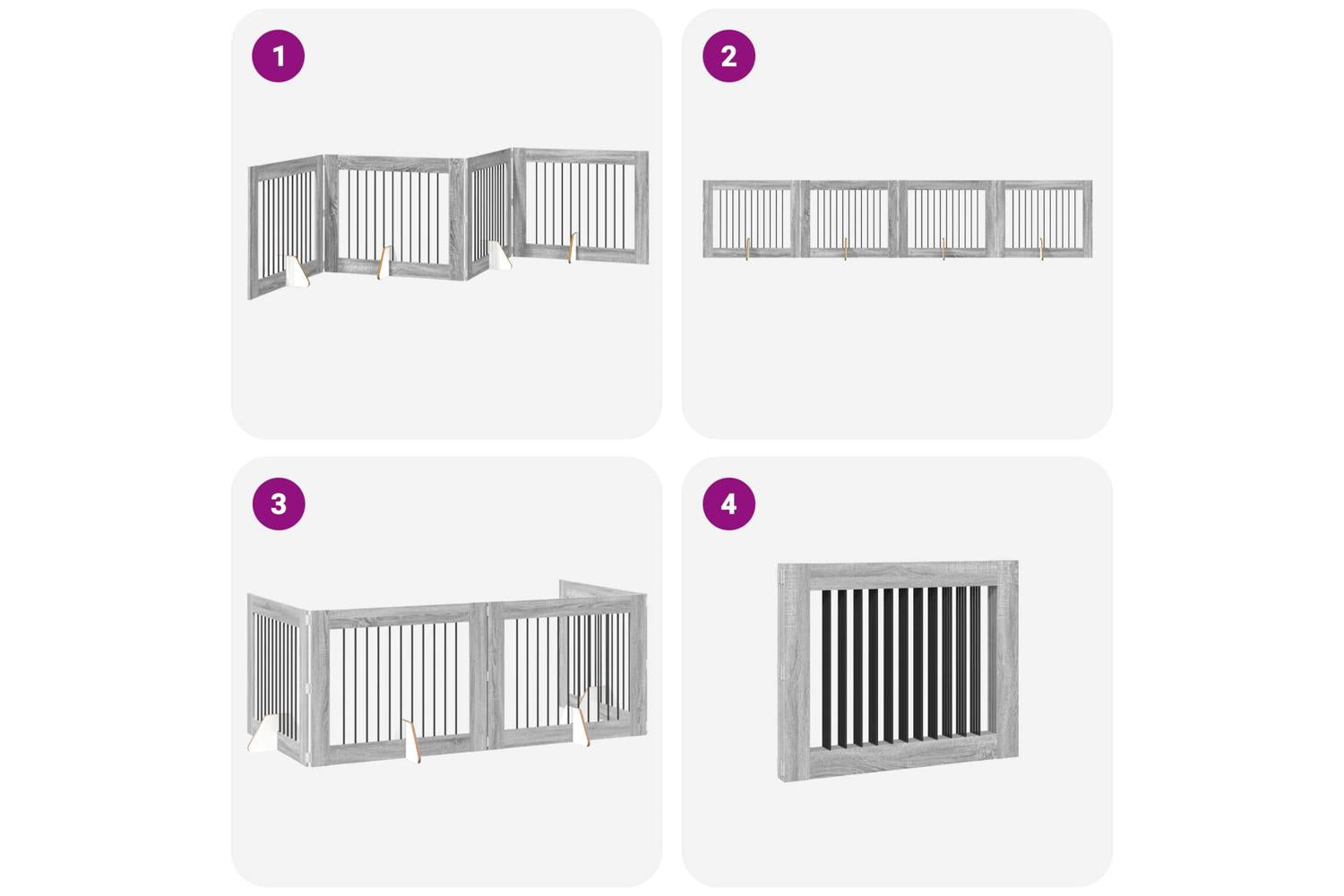 Vidaxl Foldable Dog Gate With Stands 4 Pcs Grey Sonoma 401 Cm-7