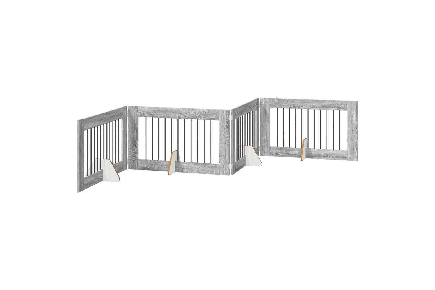 Vidaxl Foldable Dog Gate With Stands 4 Pcs Grey Sonoma 401 Cm