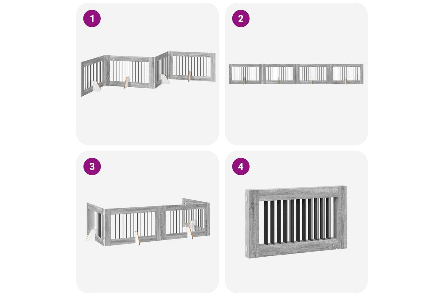 Vidaxl Foldable Dog Gate With Stands 4 Pcs Grey Sonoma 401 Cm-7