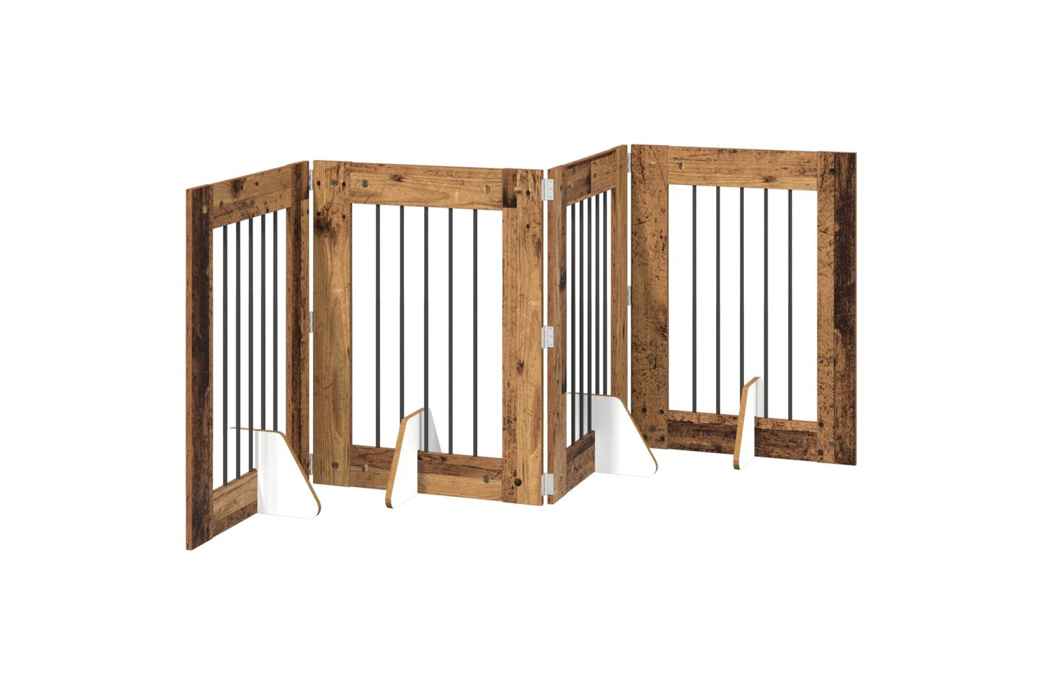 Vidaxl Foldable Dog Gate With Stands 4 Pcs Old Wood 241 Cm