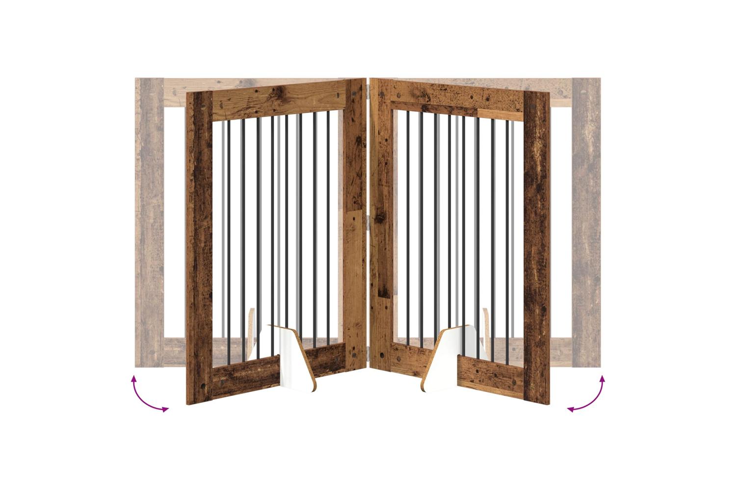 Vidaxl Foldable Dog Gate With Stands 4 Pcs Old Wood 321 Cm-6