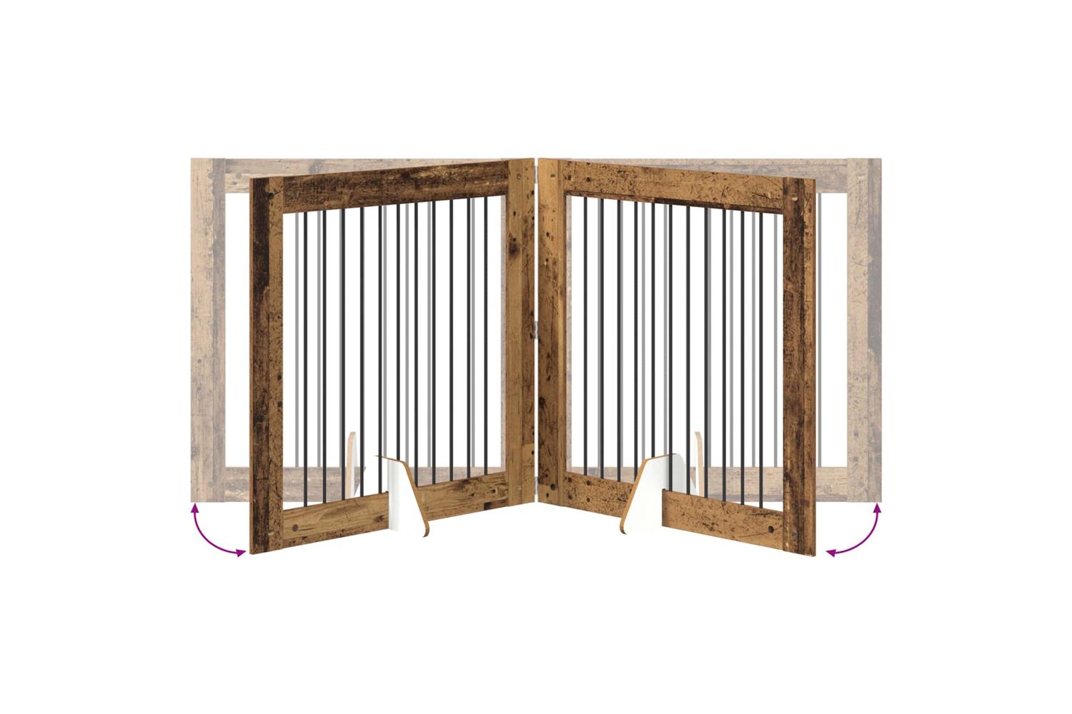 Vidaxl Foldable Dog Gate With Stands 4 Pcs Old Wood 401 Cm-6