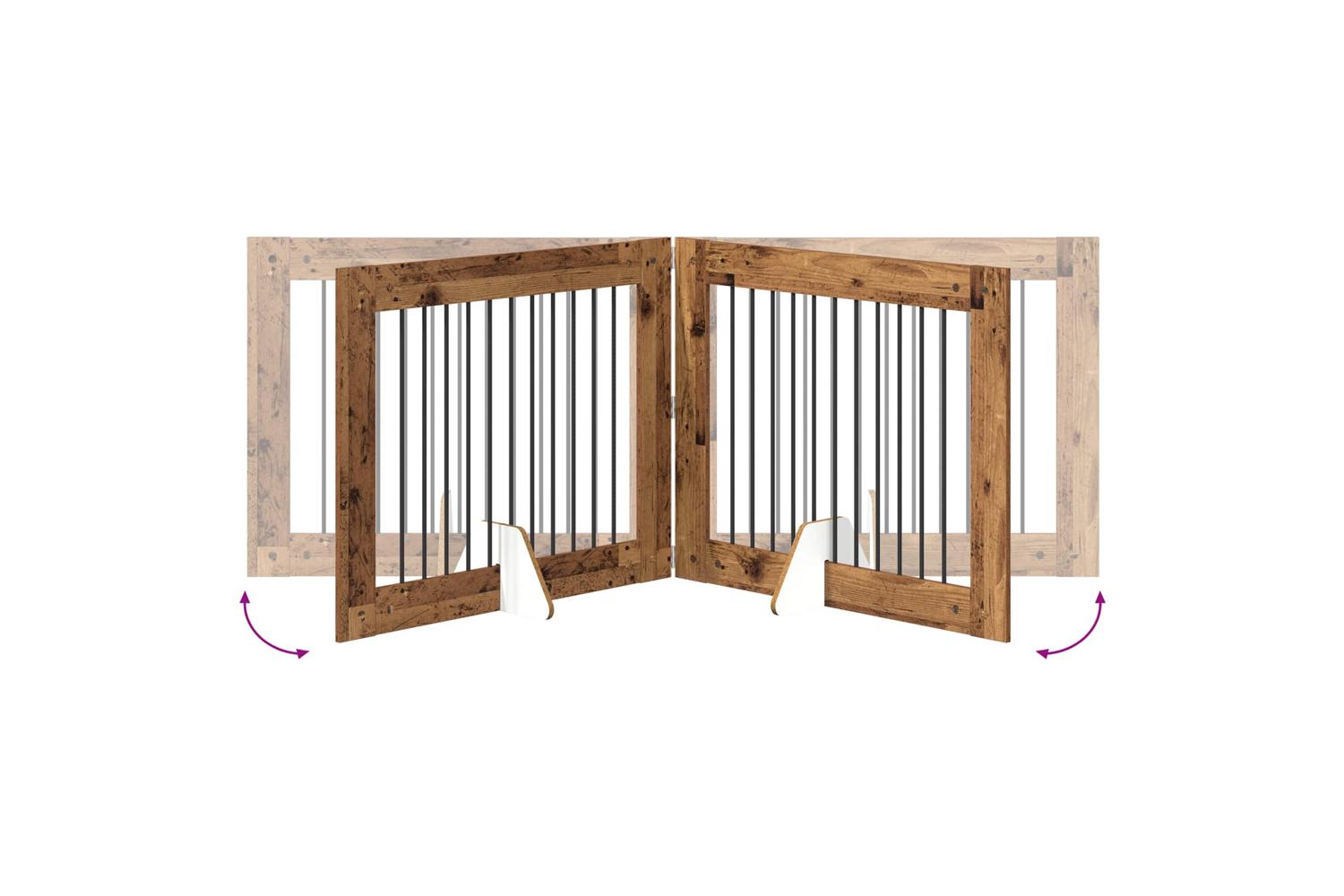 Vidaxl Foldable Dog Gate With Stands 4 Pcs Old Wood 401 Cm-6