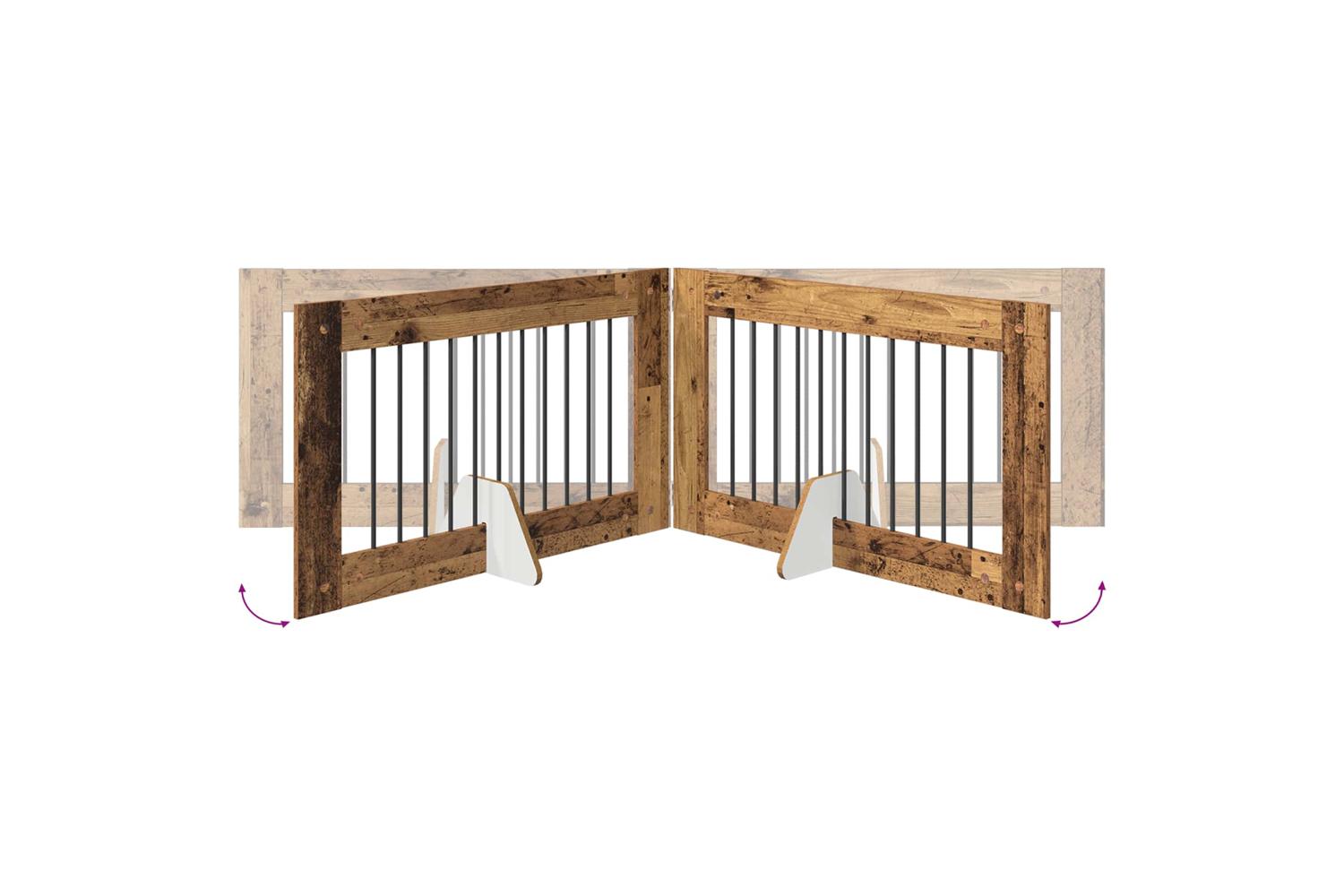 Vidaxl Foldable Dog Gate With Stands 4 Pcs Old Wood 401 Cm-6