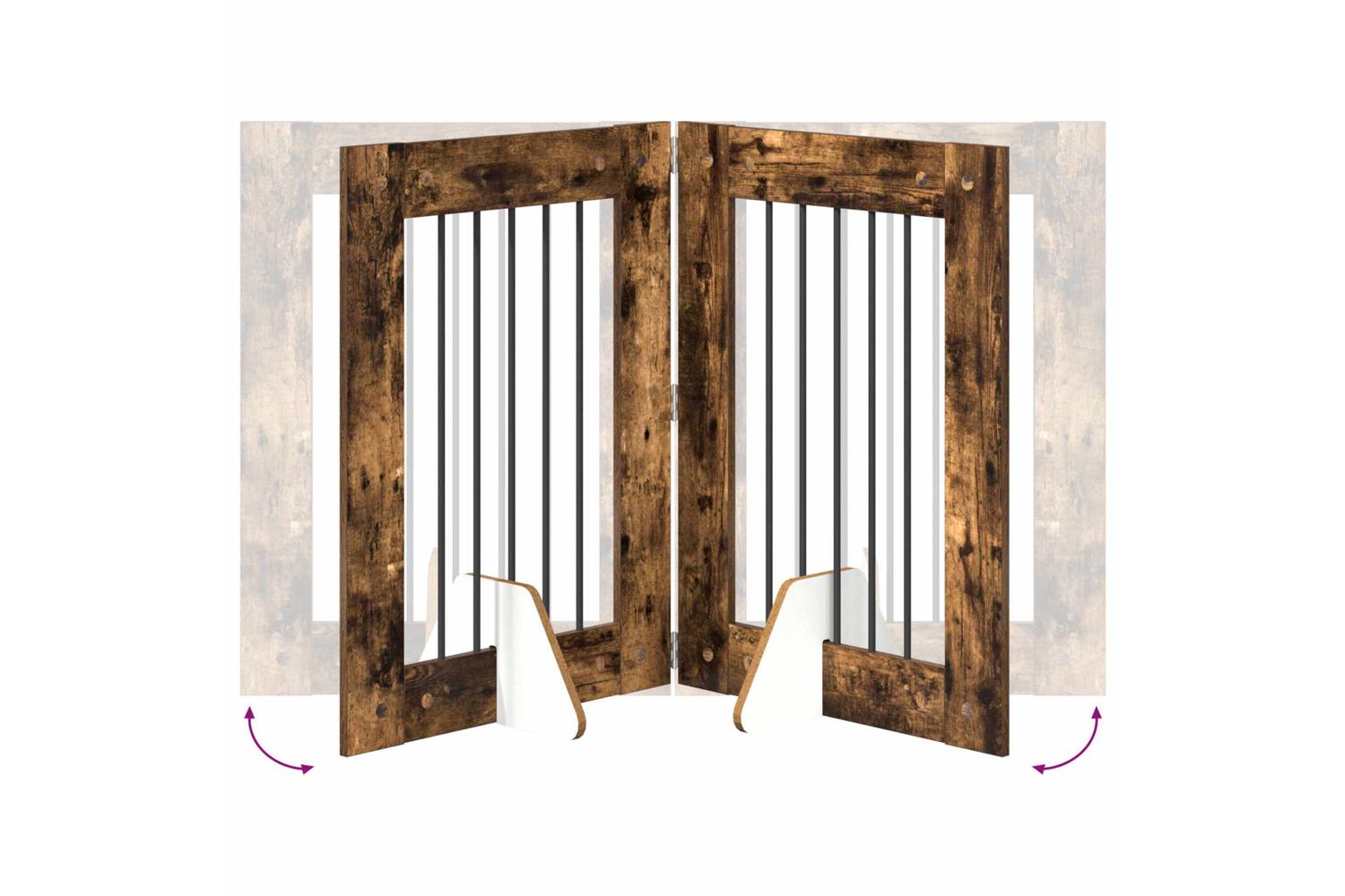 Vidaxl Foldable Dog Gate With Stands 4 Pcs Smoked Oak 241 Cm-6
