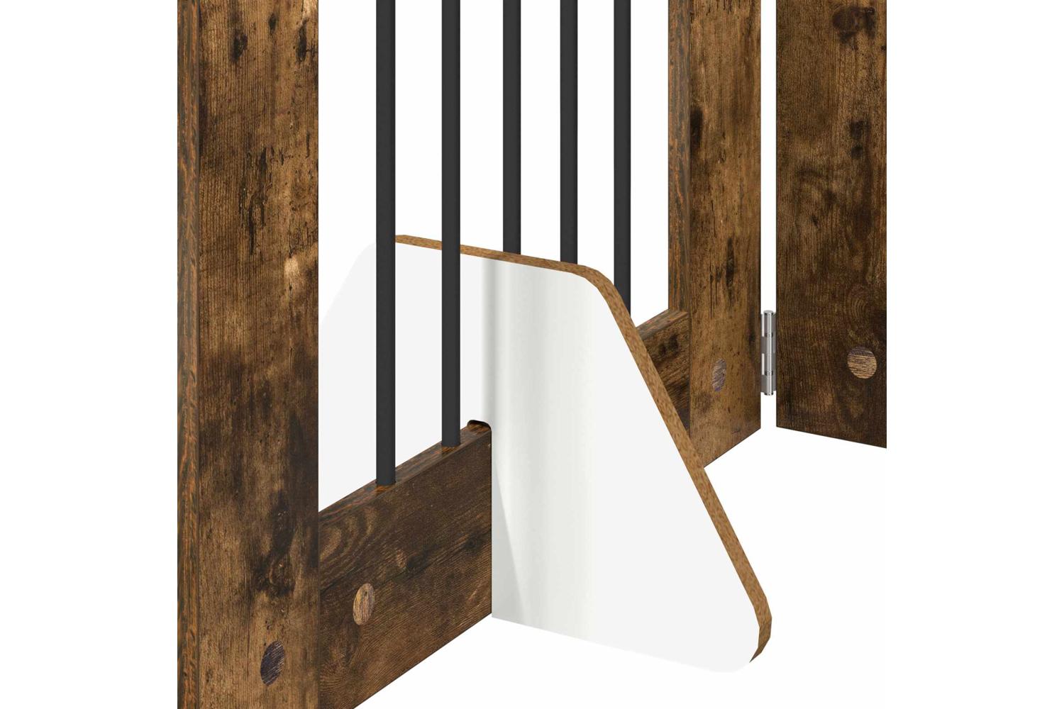 Vidaxl Foldable Dog Gate With Stands 4 Pcs Smoked Oak 241 Cm-5