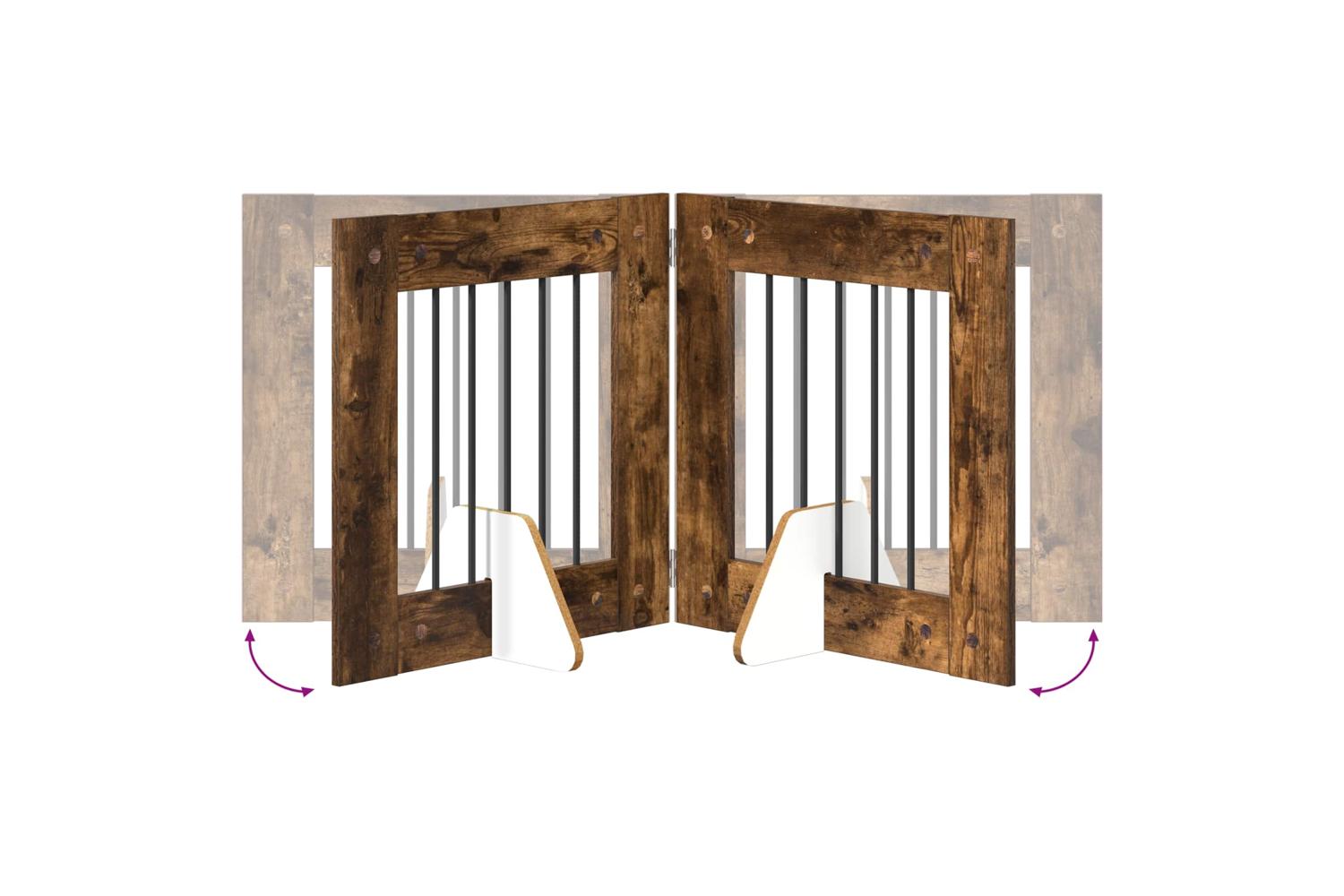 Vidaxl Foldable Dog Gate With Stands 4 Pcs Smoked Oak 241 Cm-6