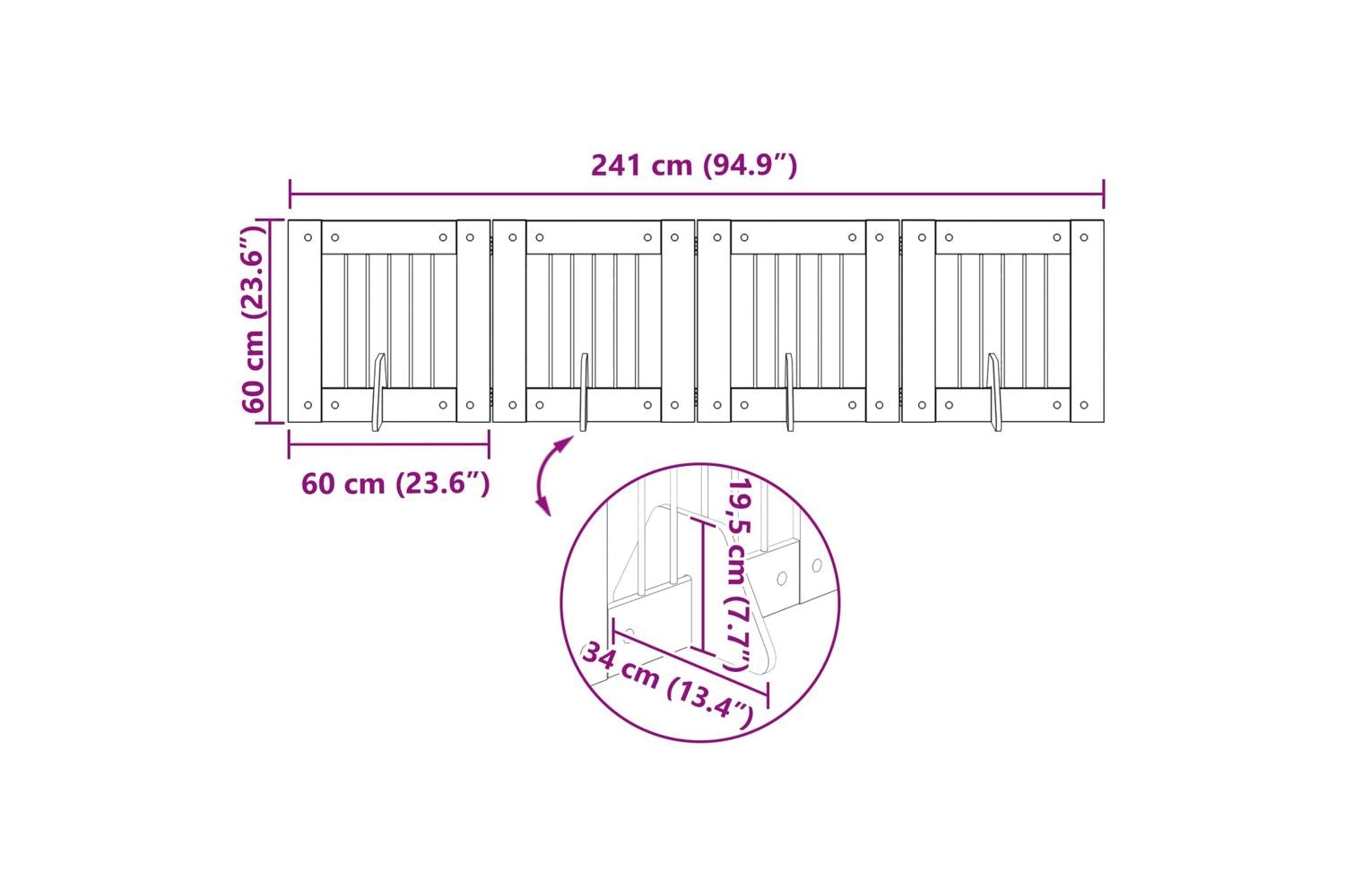 Vidaxl Foldable Dog Gate With Stands 4 Pcs Smoked Oak 241 Cm-9