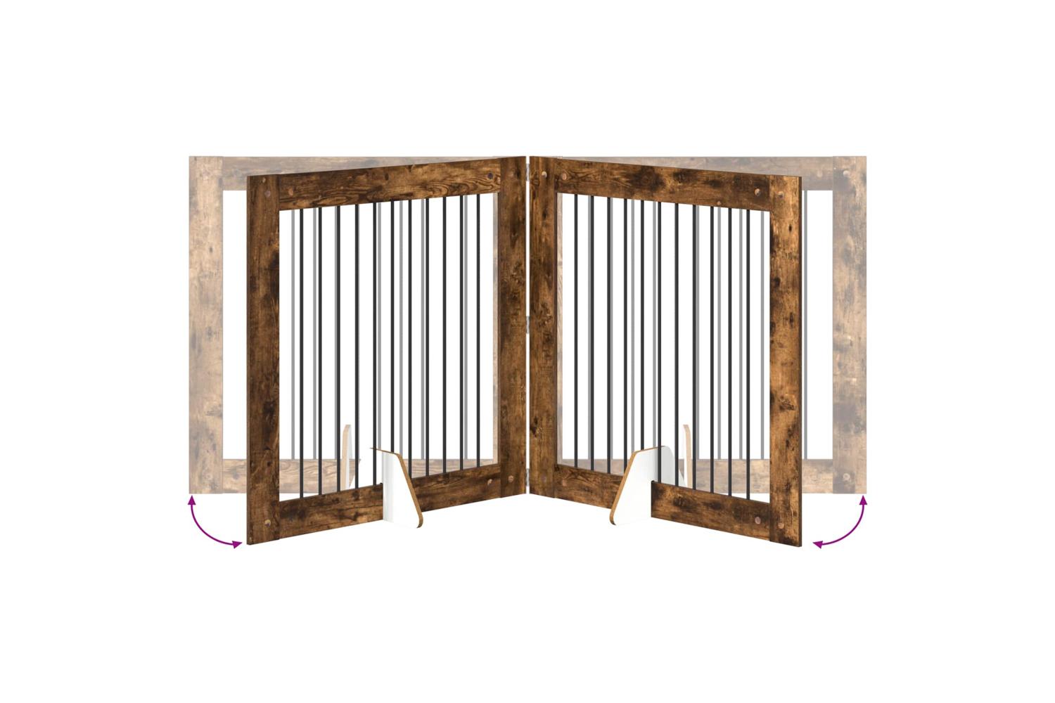 Vidaxl Foldable Dog Gate With Stands 4 Pcs Smoked Oak 401 Cm-6