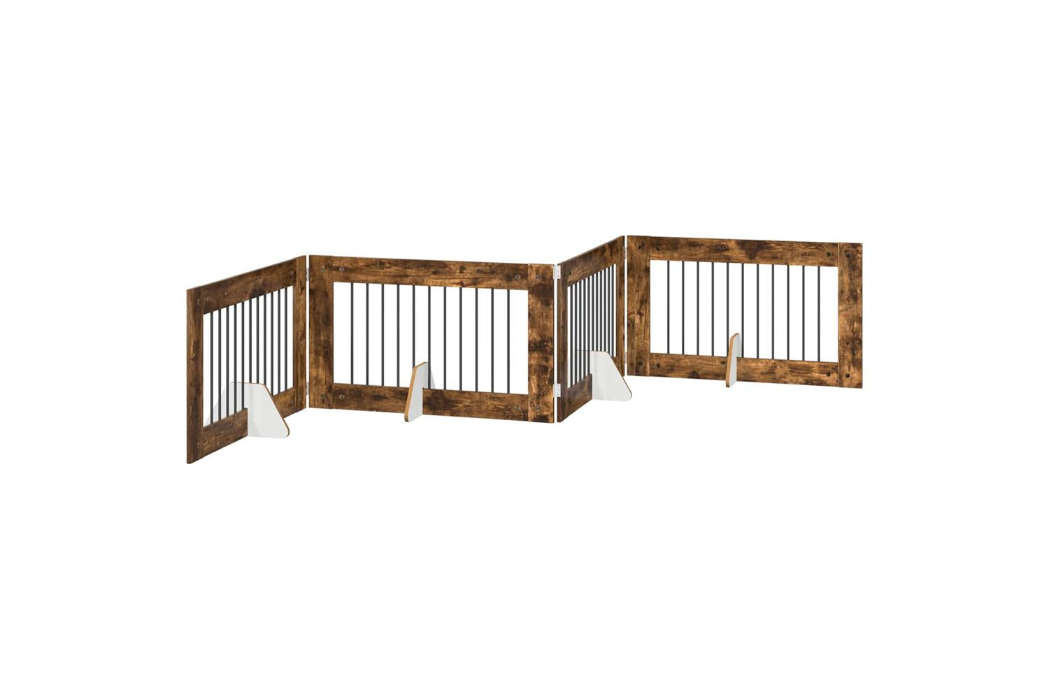 Vidaxl Foldable Dog Gate With Stands 4 Pcs Smoked Oak 401 Cm