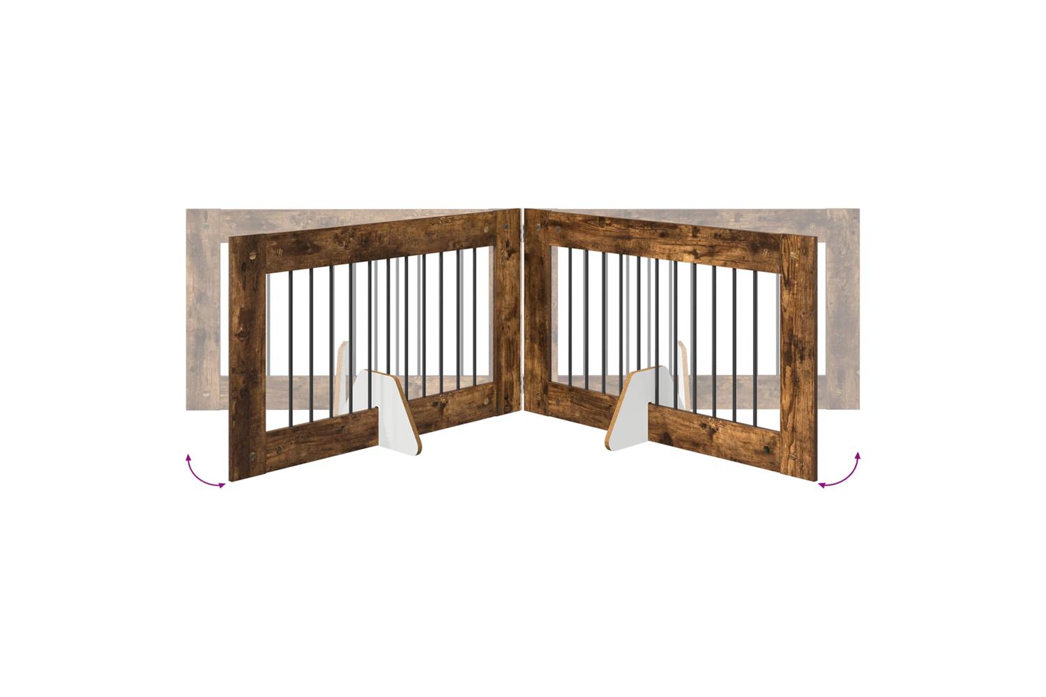Vidaxl Foldable Dog Gate With Stands 4 Pcs Smoked Oak 401 Cm-6