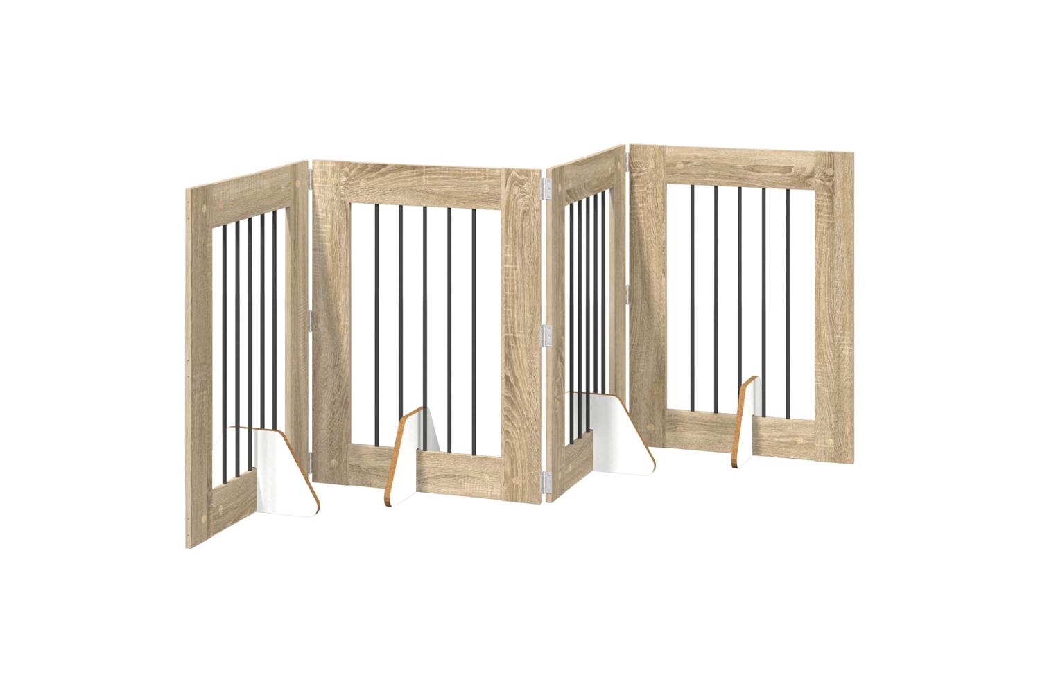 Vidaxl Foldable Dog Gate With Stands 4 Pcs Sonoma Oak 241 Cm-2