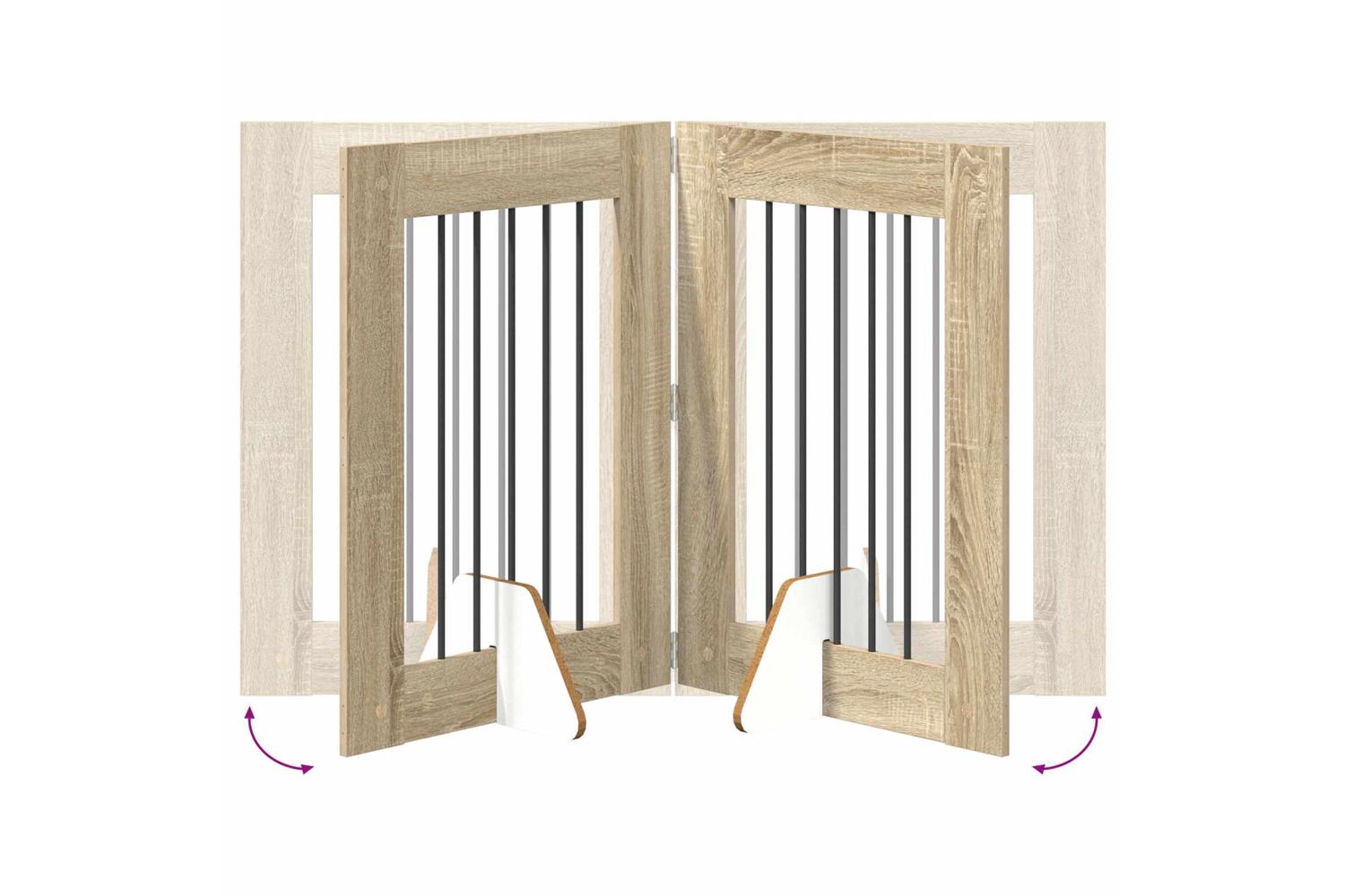 Vidaxl Foldable Dog Gate With Stands 4 Pcs Sonoma Oak 241 Cm-6