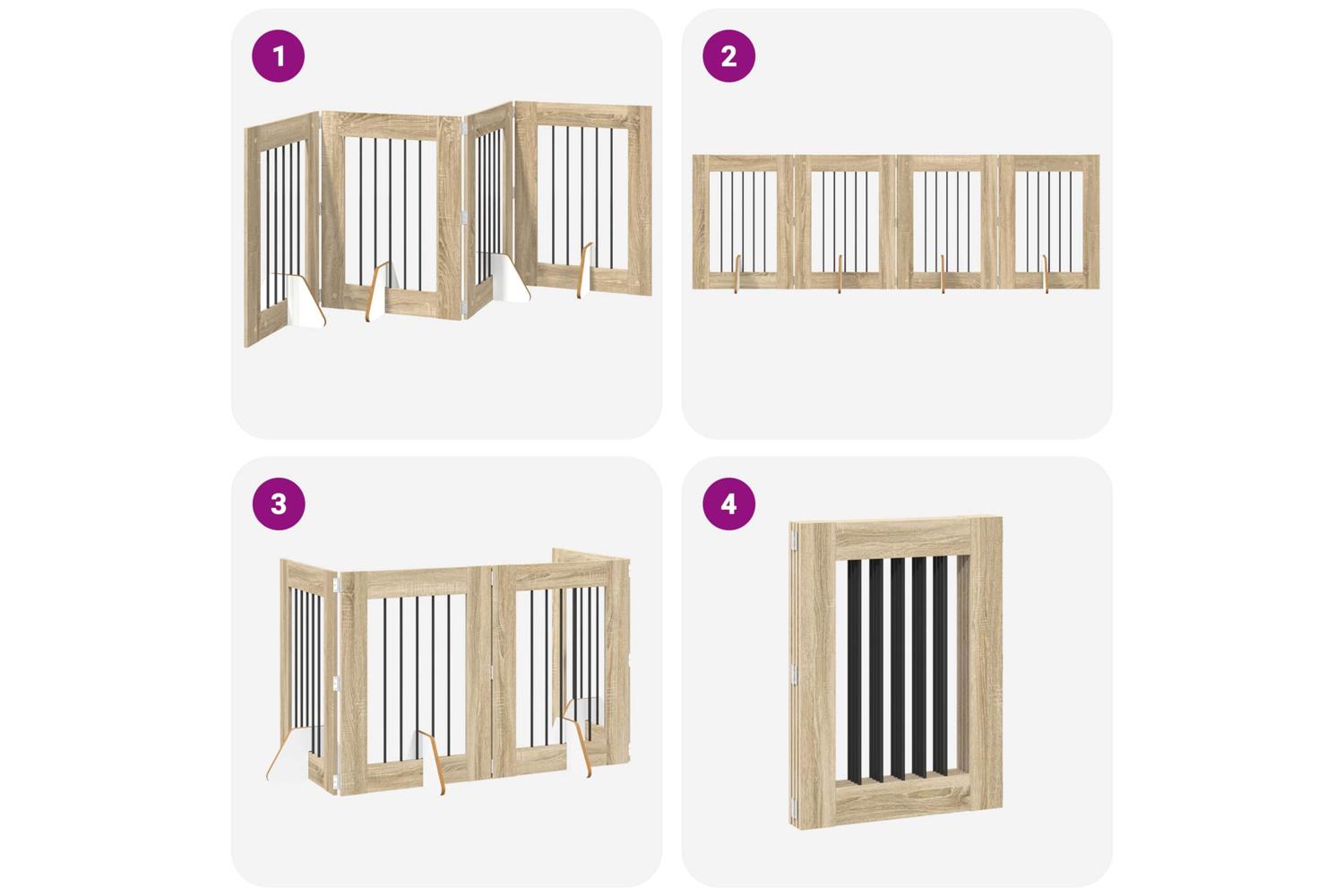 Vidaxl Foldable Dog Gate With Stands 4 Pcs Sonoma Oak 241 Cm-7