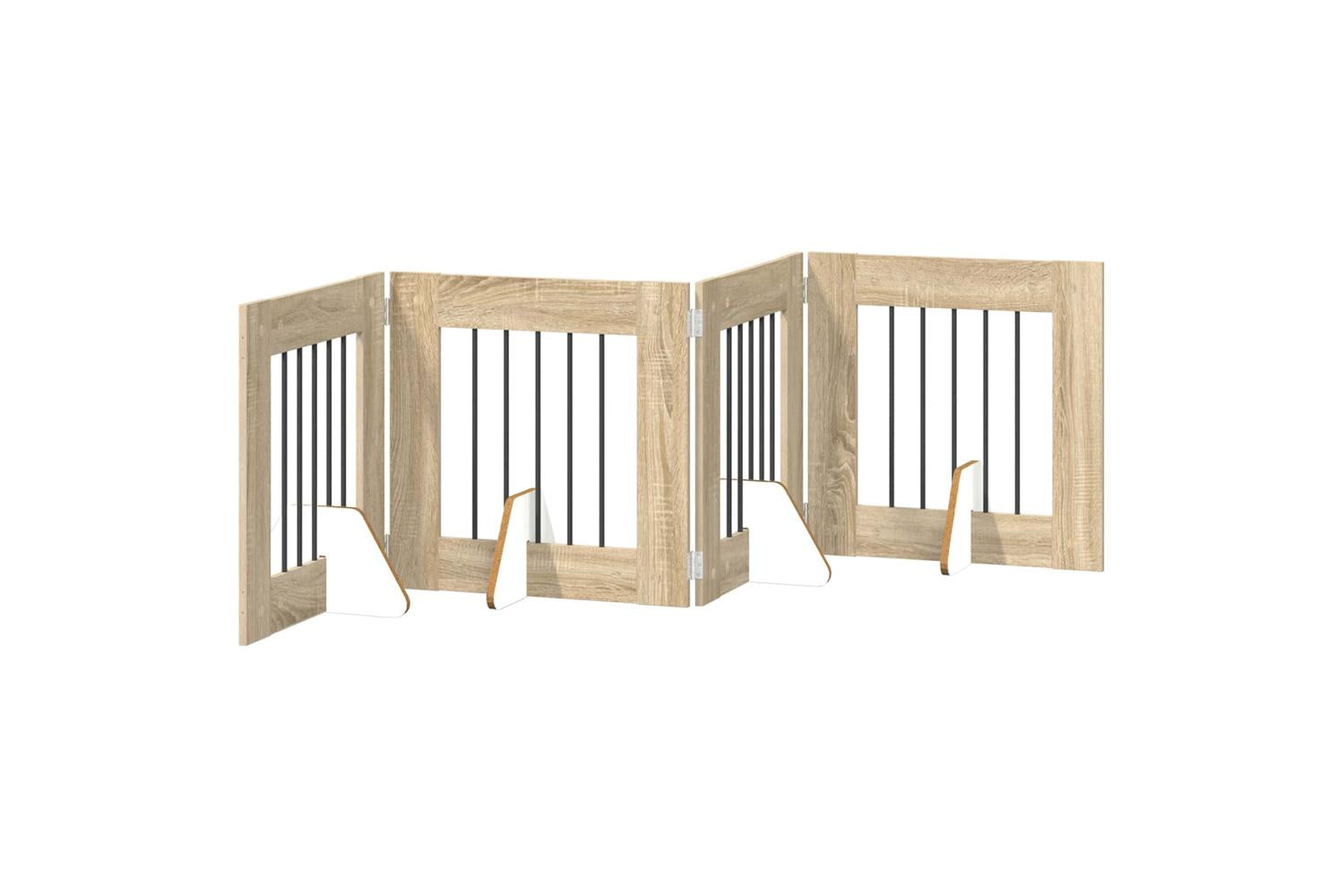 Vidaxl Foldable Dog Gate With Stands 4 Pcs Sonoma Oak 241 Cm-2