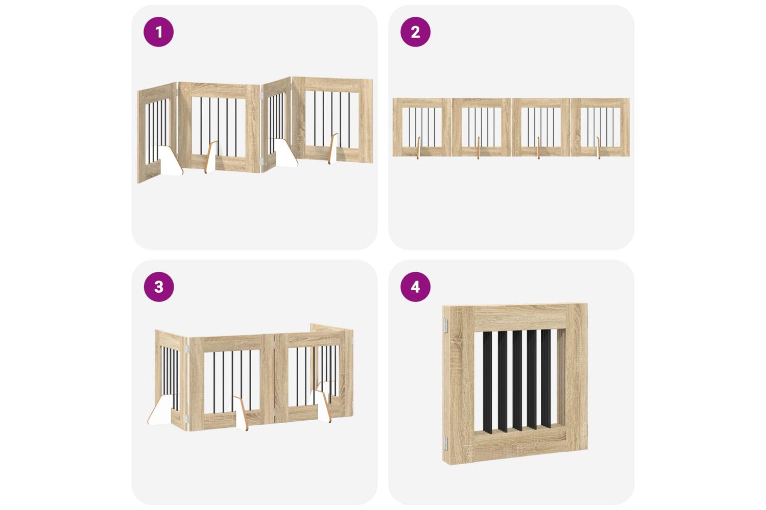 Vidaxl Foldable Dog Gate With Stands 4 Pcs Sonoma Oak 241 Cm-7