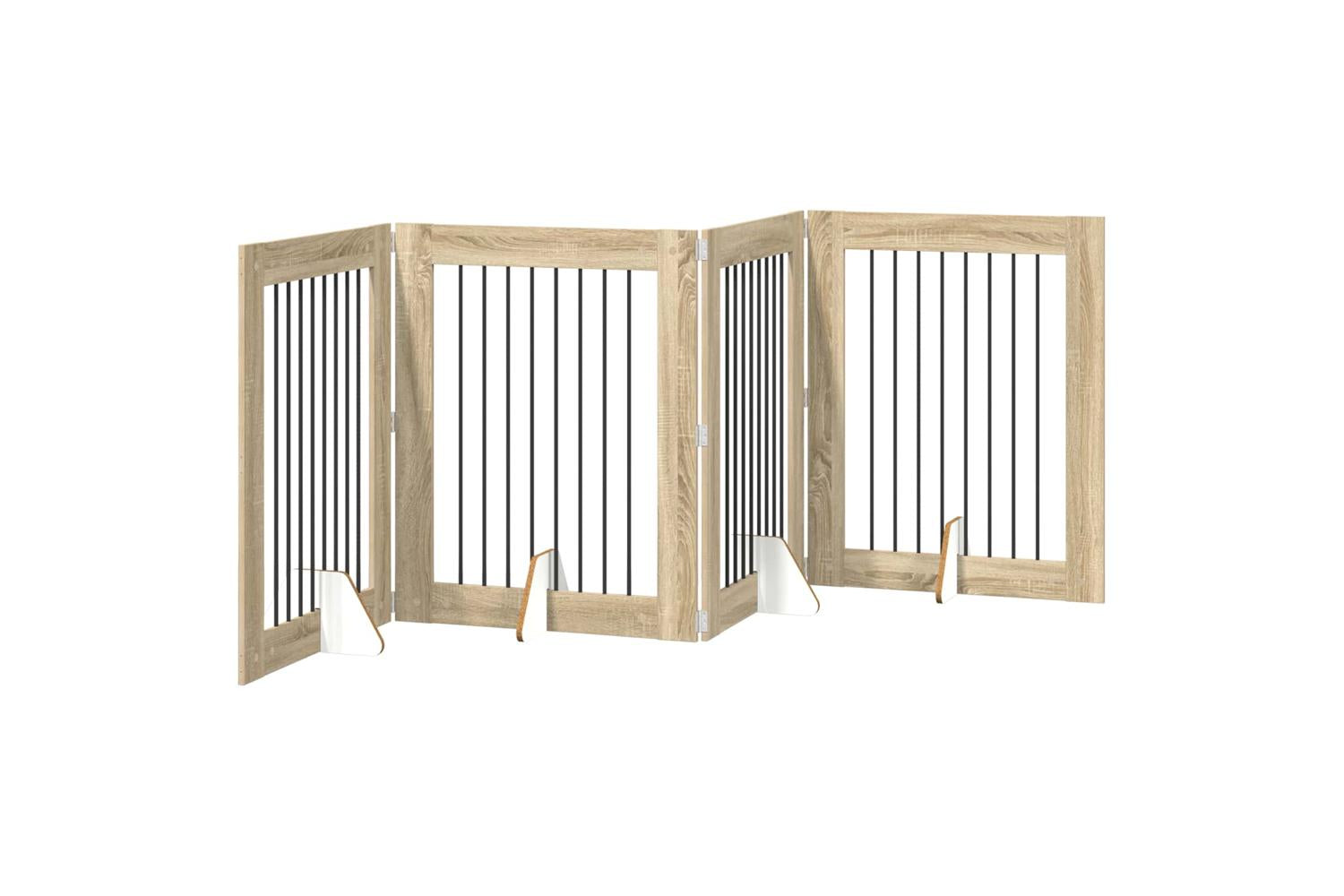 Vidaxl Foldable Dog Gate With Stands 4 Pcs Sonoma Oak 321 Cm