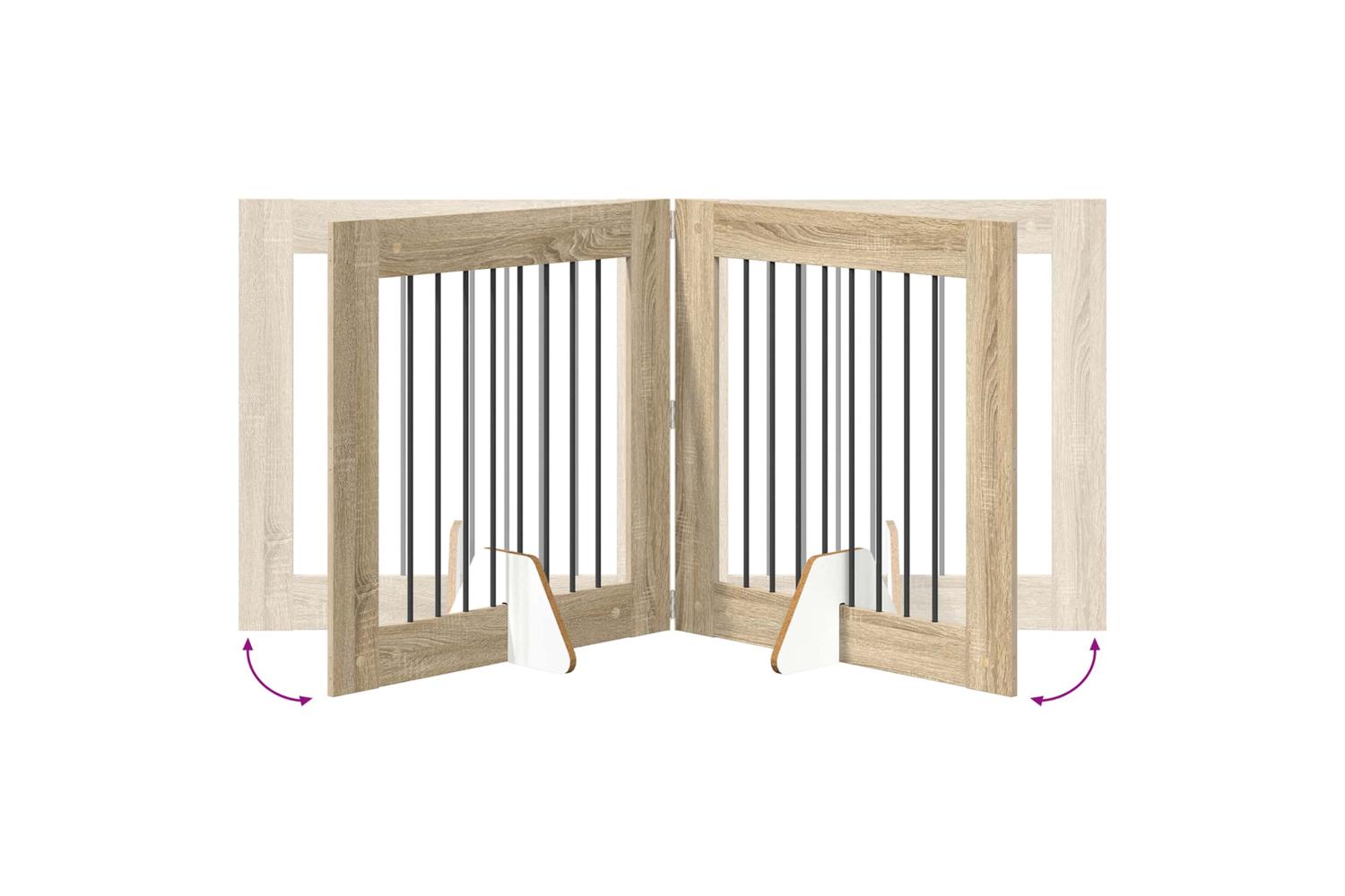 Vidaxl Foldable Dog Gate With Stands 4 Pcs Sonoma Oak 321 Cm-6